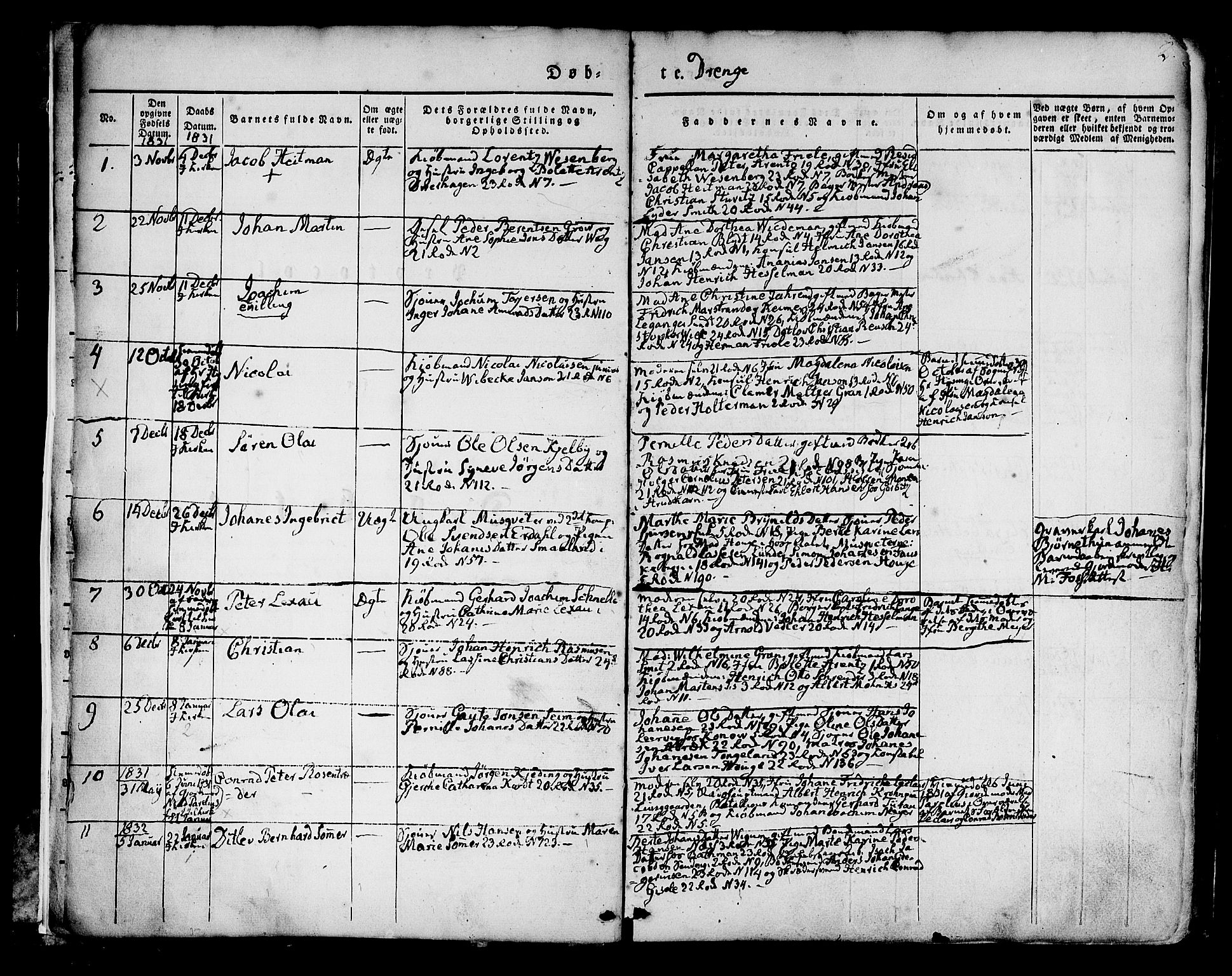Korskirken sokneprestembete, SAB/A-76101/H/Hab: Parish register (copy) no. A 5I, 1831-1844, p. 2
