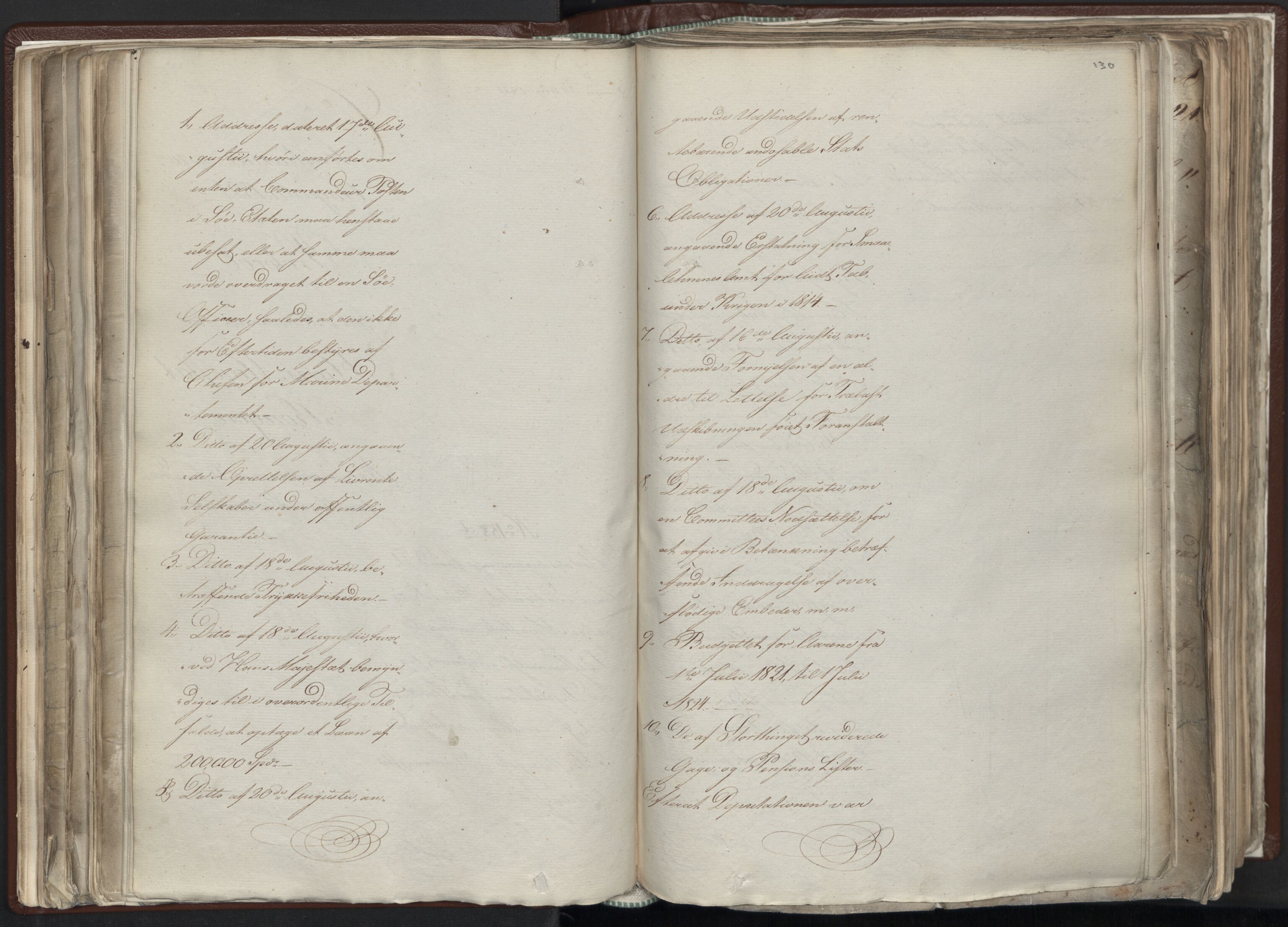 Statsrådssekretariatet, AV/RA-S-1001/A/Ab/L0012: Kgl. res. nr. 5679-6008 II, 1821, p. 129b-130a