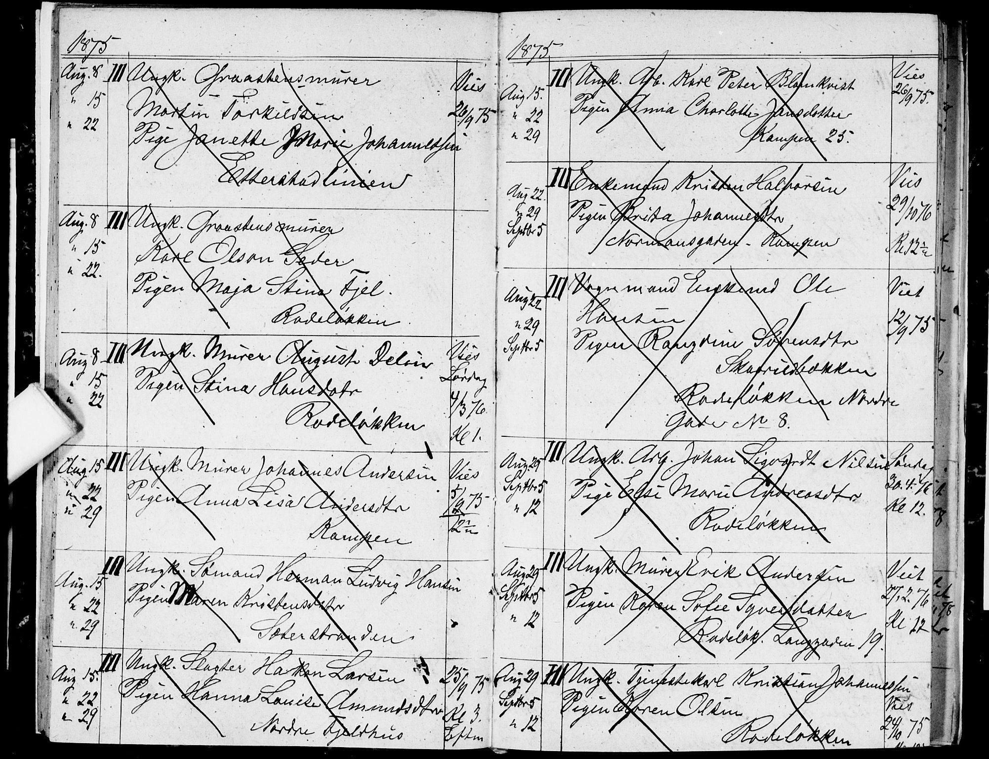 Østre Aker prestekontor Kirkebøker, AV/SAO-A-10840/H/Ha/L0003: Banns register no. I 3, 1873-1878