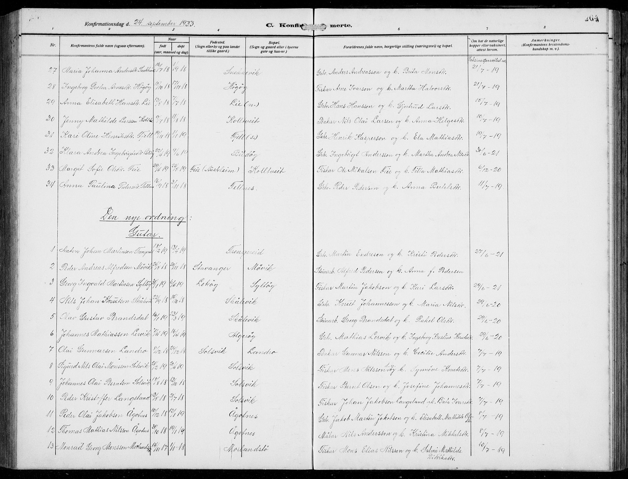 Fjell sokneprestembete, AV/SAB-A-75301/H/Hab: Parish register (copy) no. A  6, 1918-1936, p. 264