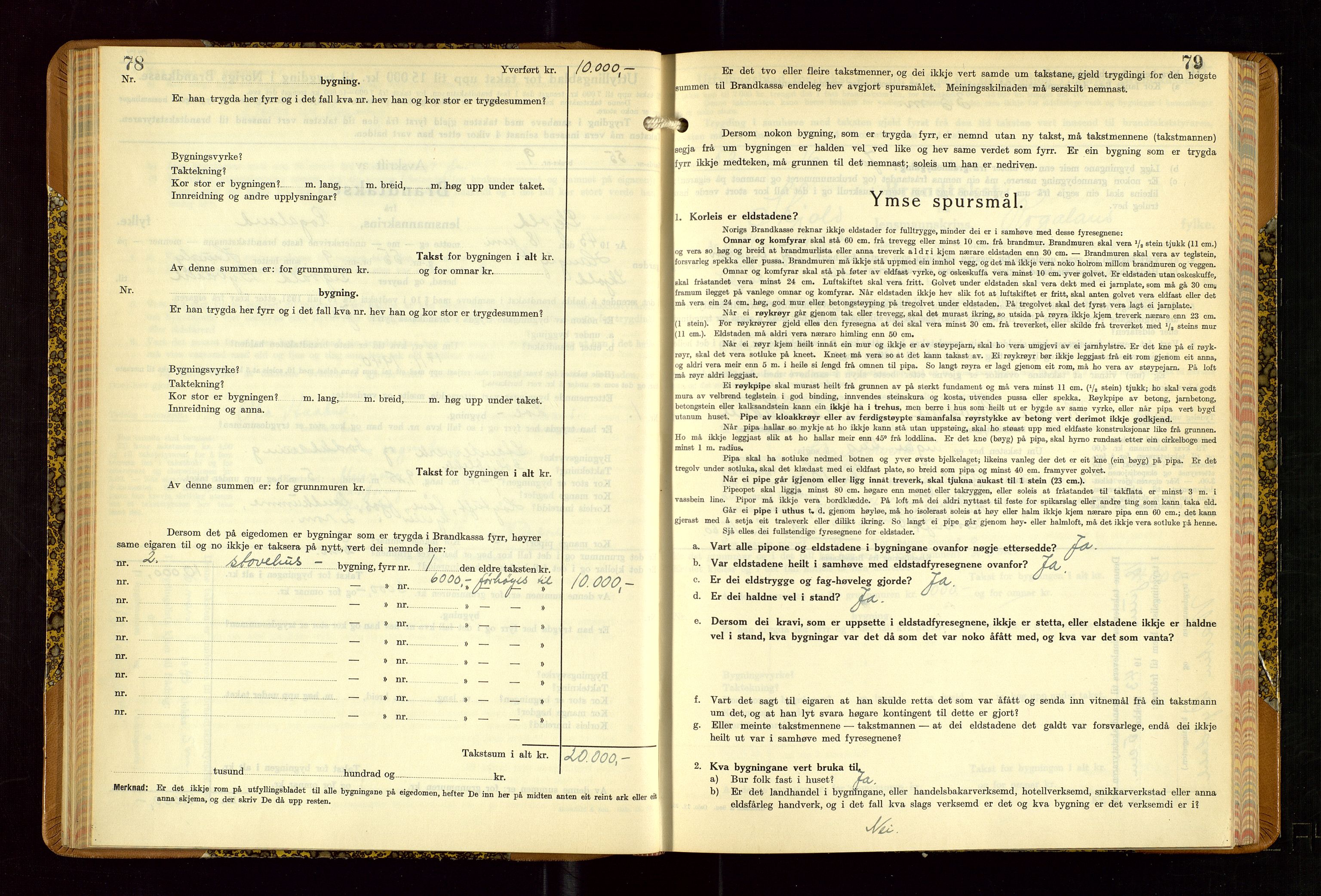 Skjold lensmannskontor, SAST/A-100182/Gob/L0002: "Branntakstbok for Skjold lensmannskrins Rogaland fylke", 1939-1952, p. 78-79