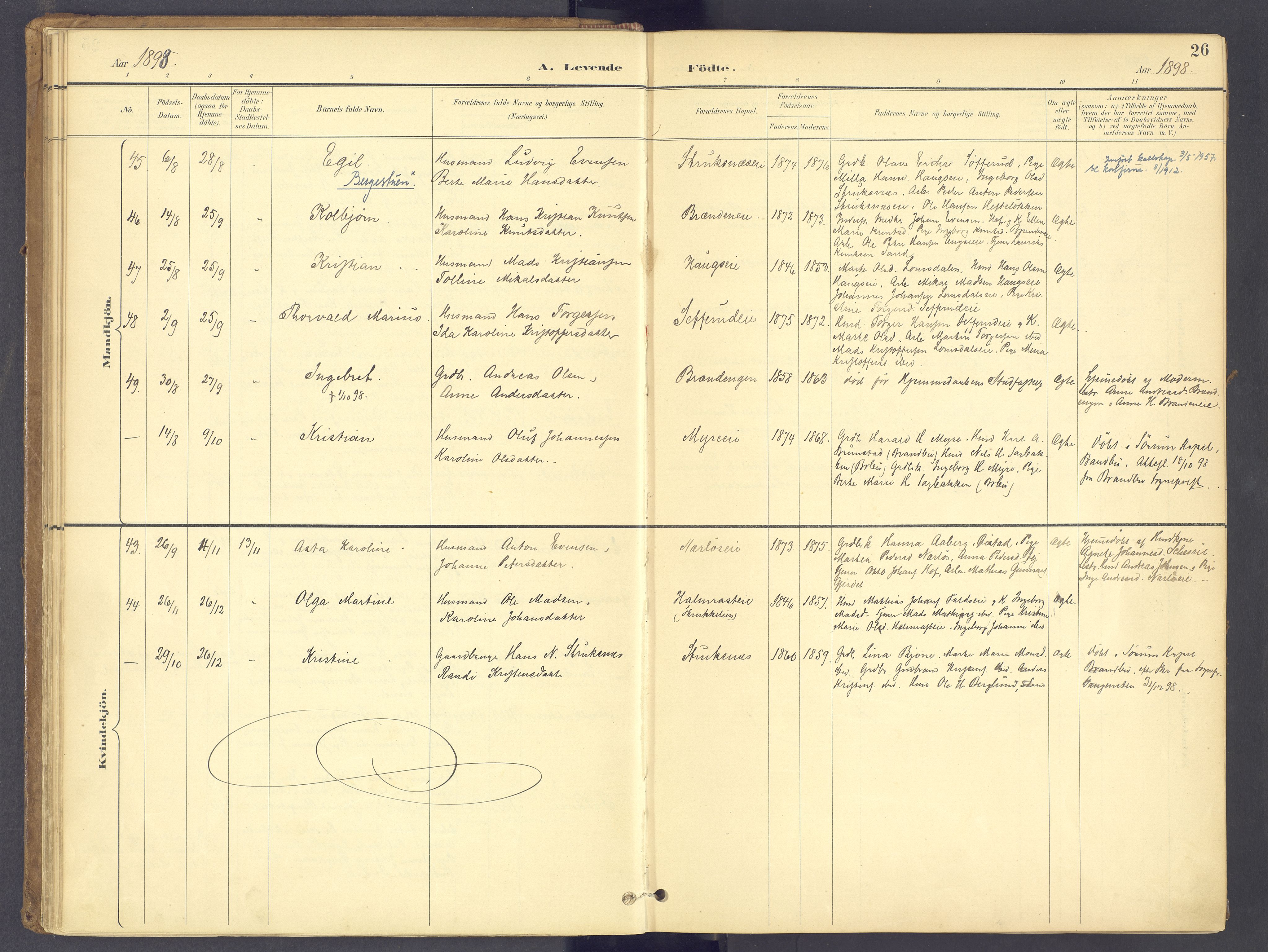 Søndre Land prestekontor, AV/SAH-PREST-122/K/L0006: Parish register (official) no. 6, 1895-1904, p. 26