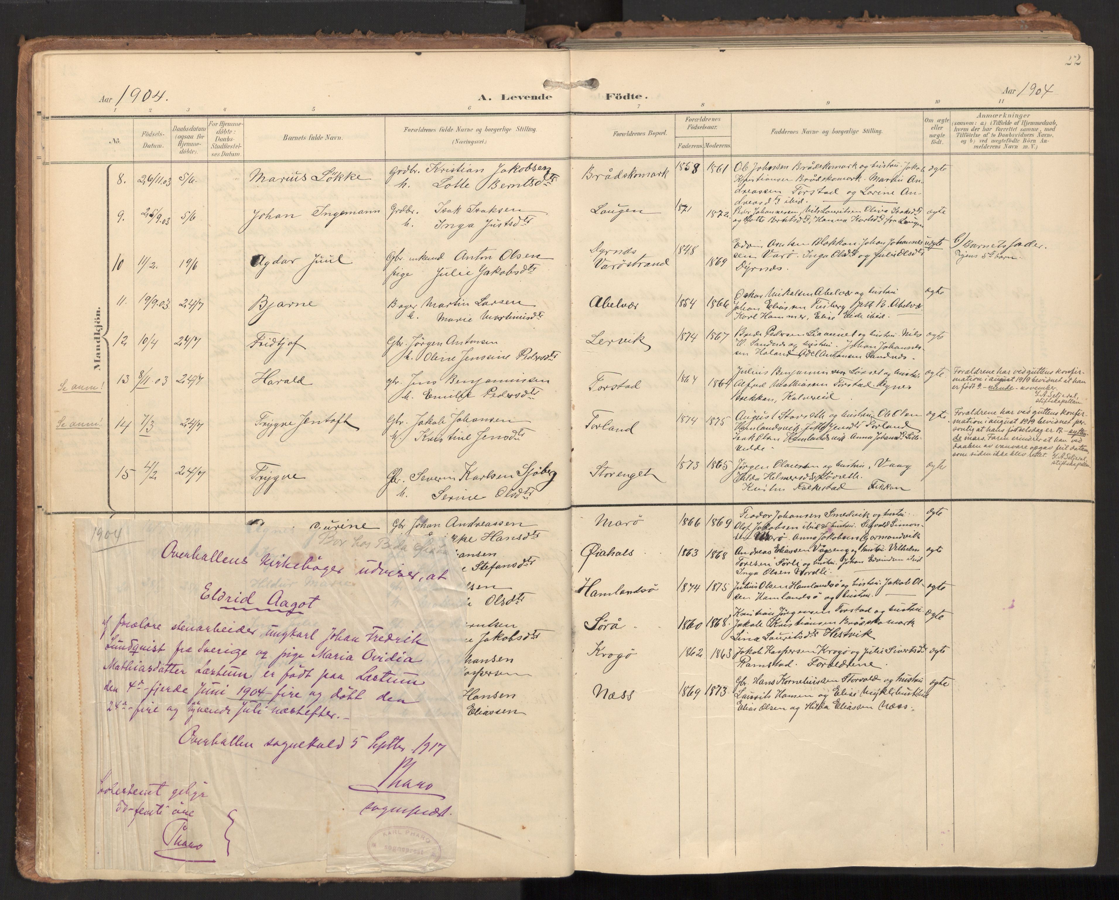 Ministerialprotokoller, klokkerbøker og fødselsregistre - Nord-Trøndelag, SAT/A-1458/784/L0677: Parish register (official) no. 784A12, 1900-1920