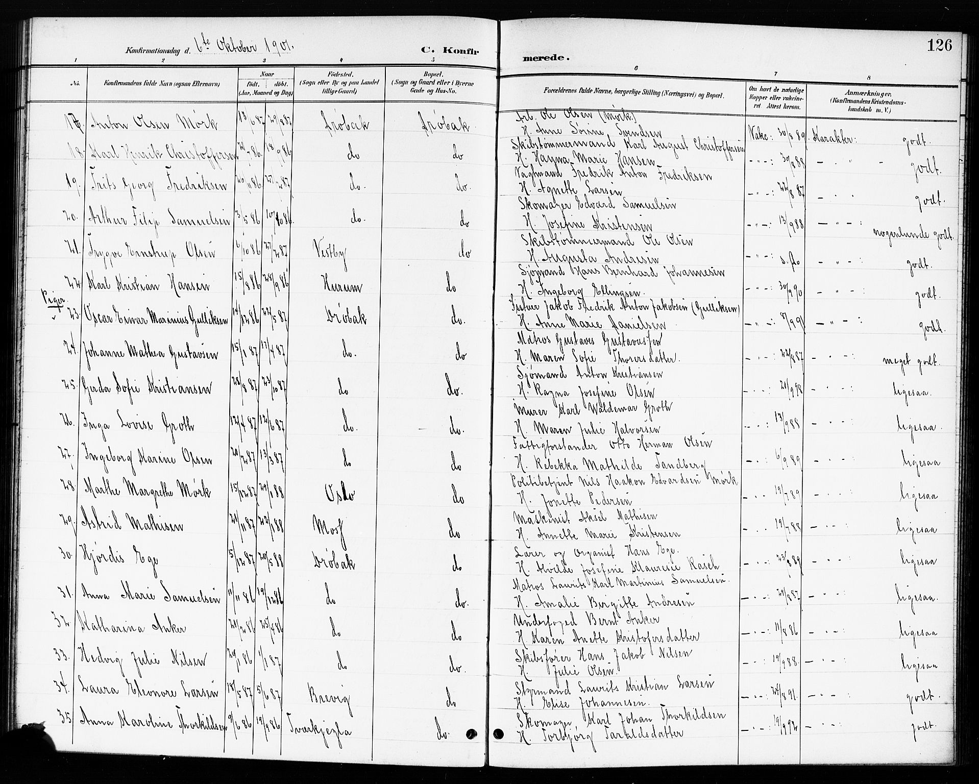 Drøbak prestekontor Kirkebøker, AV/SAO-A-10142a/G/Ga/L0001: Parish register (copy) no. I 1, 1897-1917, p. 126