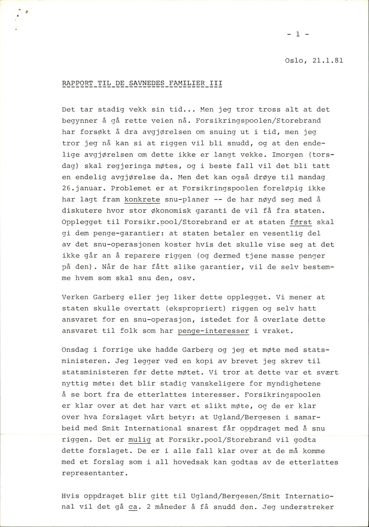 Pa 1660 - Kielland- fondet, AV/SAST-A-102242/X/Xa/L0001: Rapport til overlevende og etterlatte/ Kielland Bulletin, 1980-1998