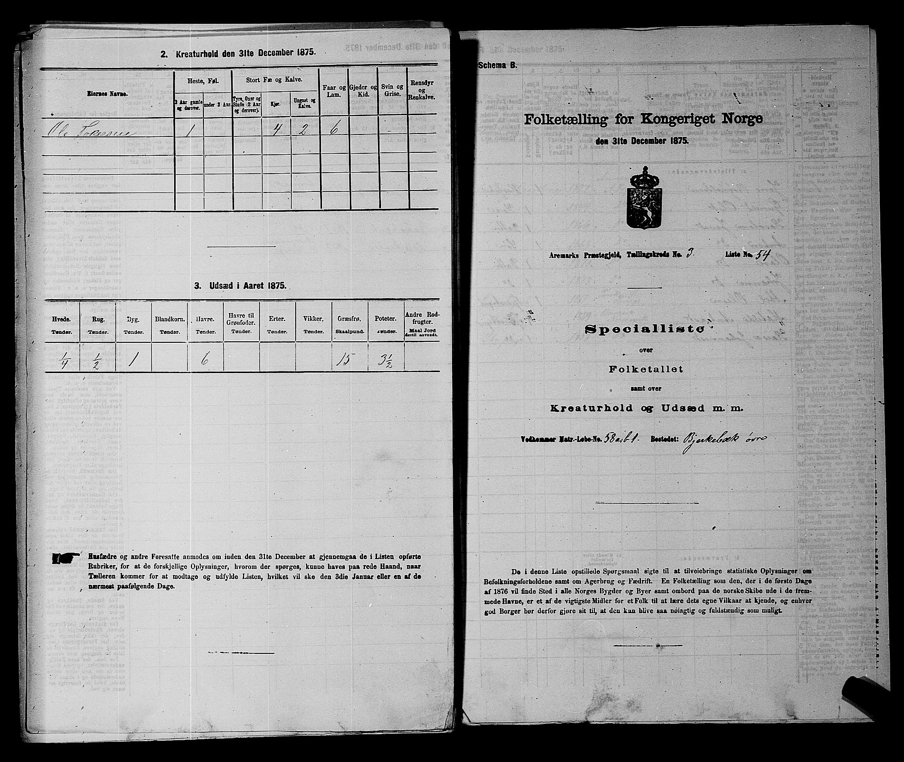 RA, 1875 census for 0118P Aremark, 1875, p. 502