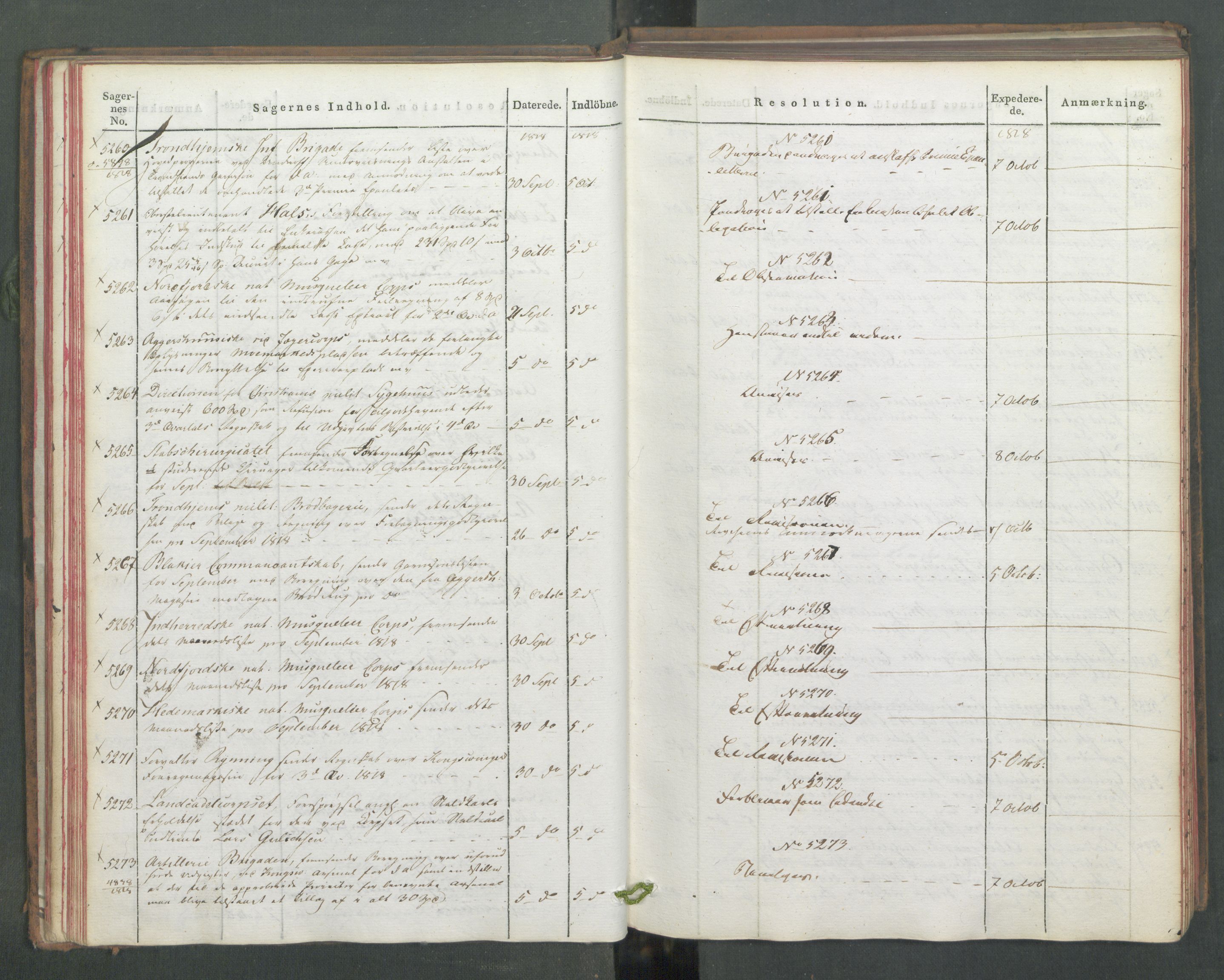 Armédepartementet, AV/RA-RAFA-3493/C/Ca/L0016: 6. Departements Journal, 1818