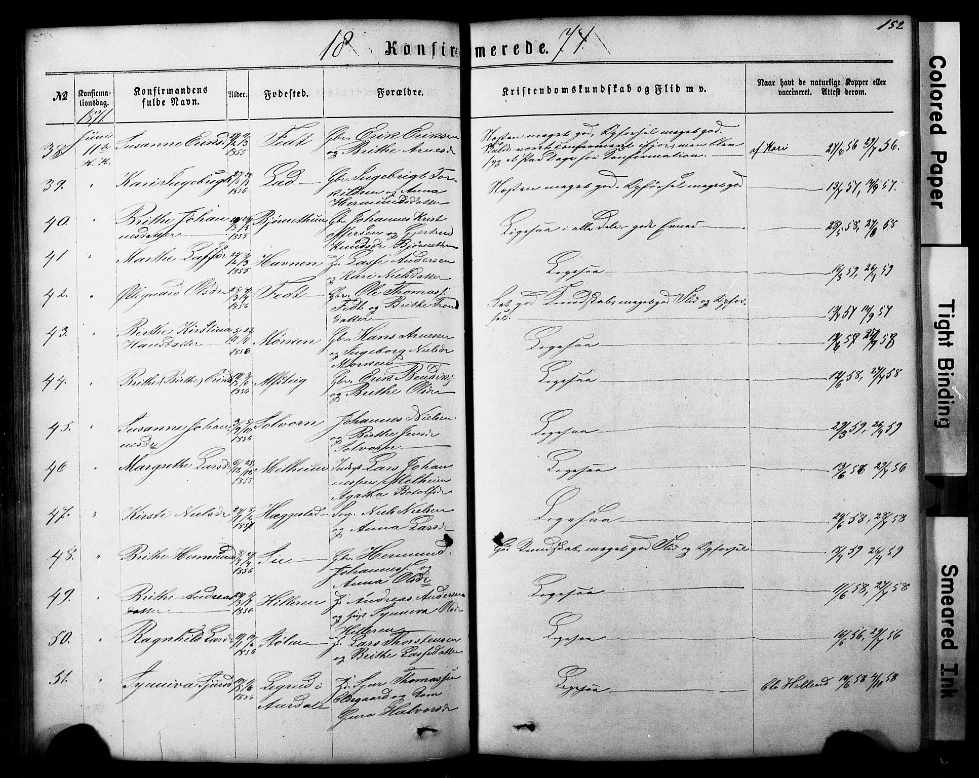 Hafslo sokneprestembete, AV/SAB-A-80301/H/Hab/Haba/L0001: Parish register (copy) no. A 1, 1866-1908, p. 152