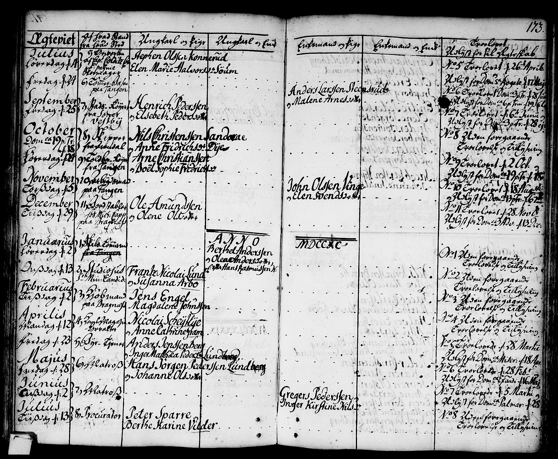 Strømsø kirkebøker, SAKO/A-246/F/Fa/L0009: Parish register (official) no. I 9, 1752-1791, p. 173