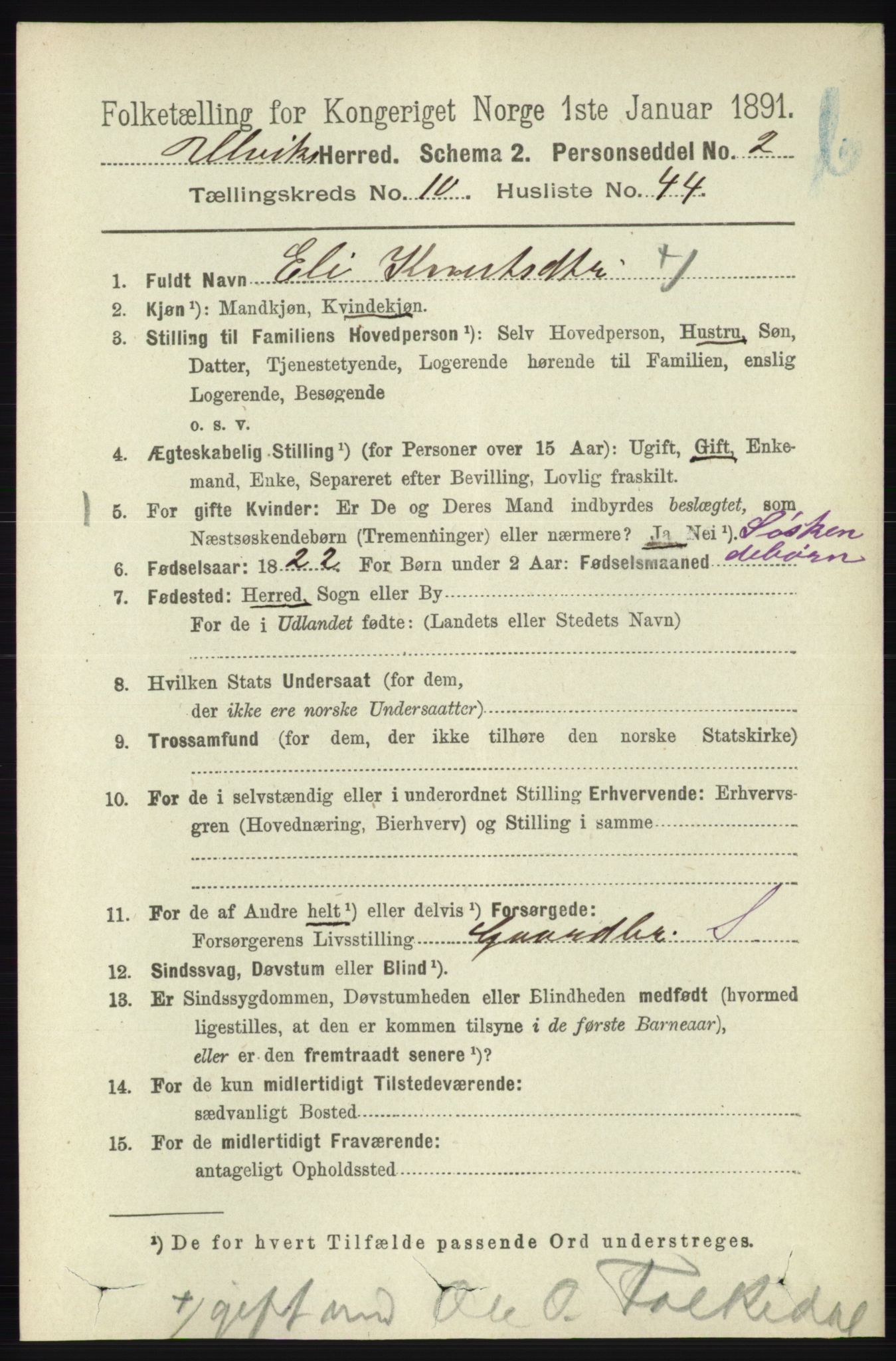 RA, 1891 census for 1233 Ulvik, 1891, p. 3432