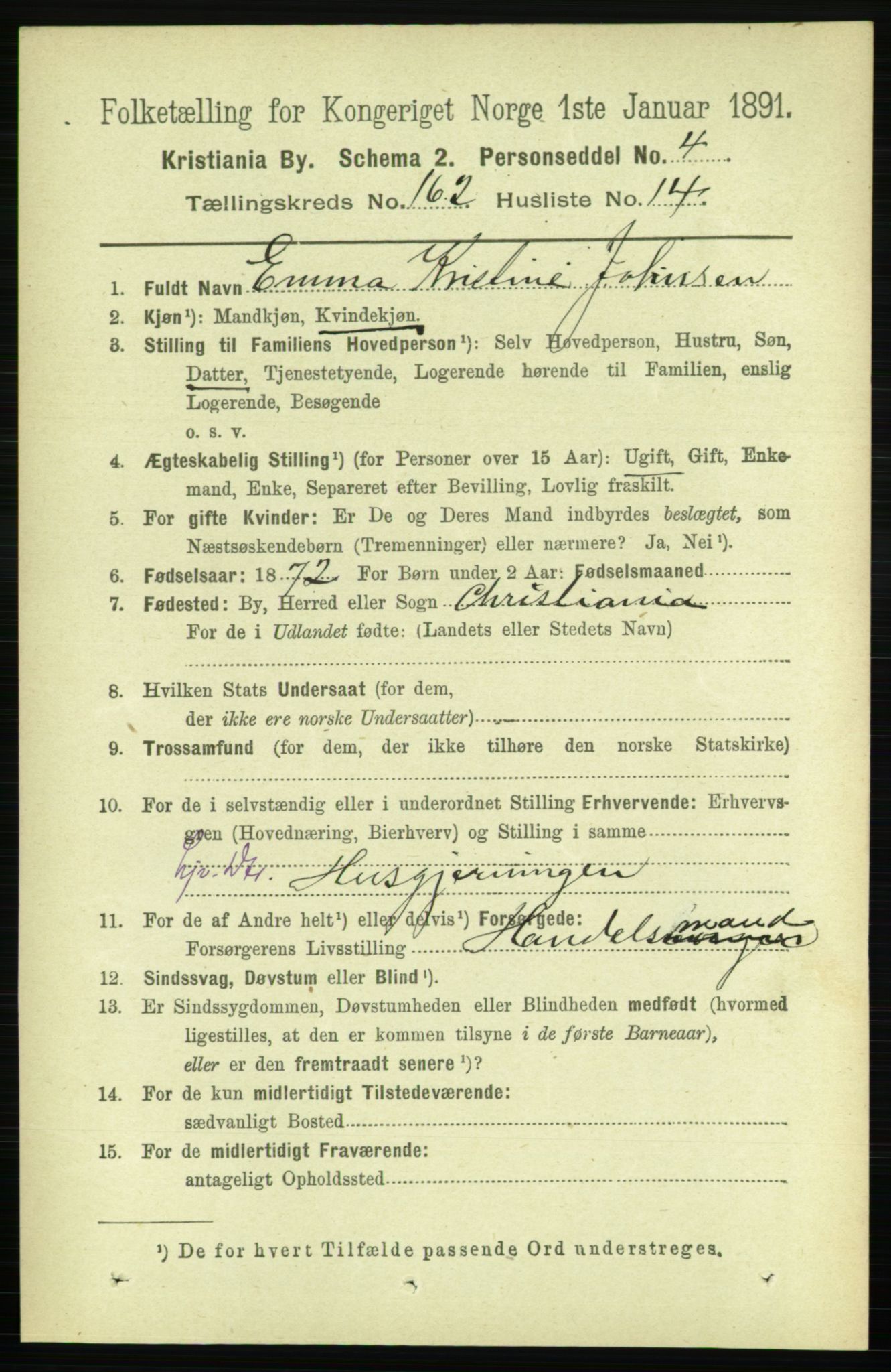 RA, 1891 census for 0301 Kristiania, 1891, p. 93278