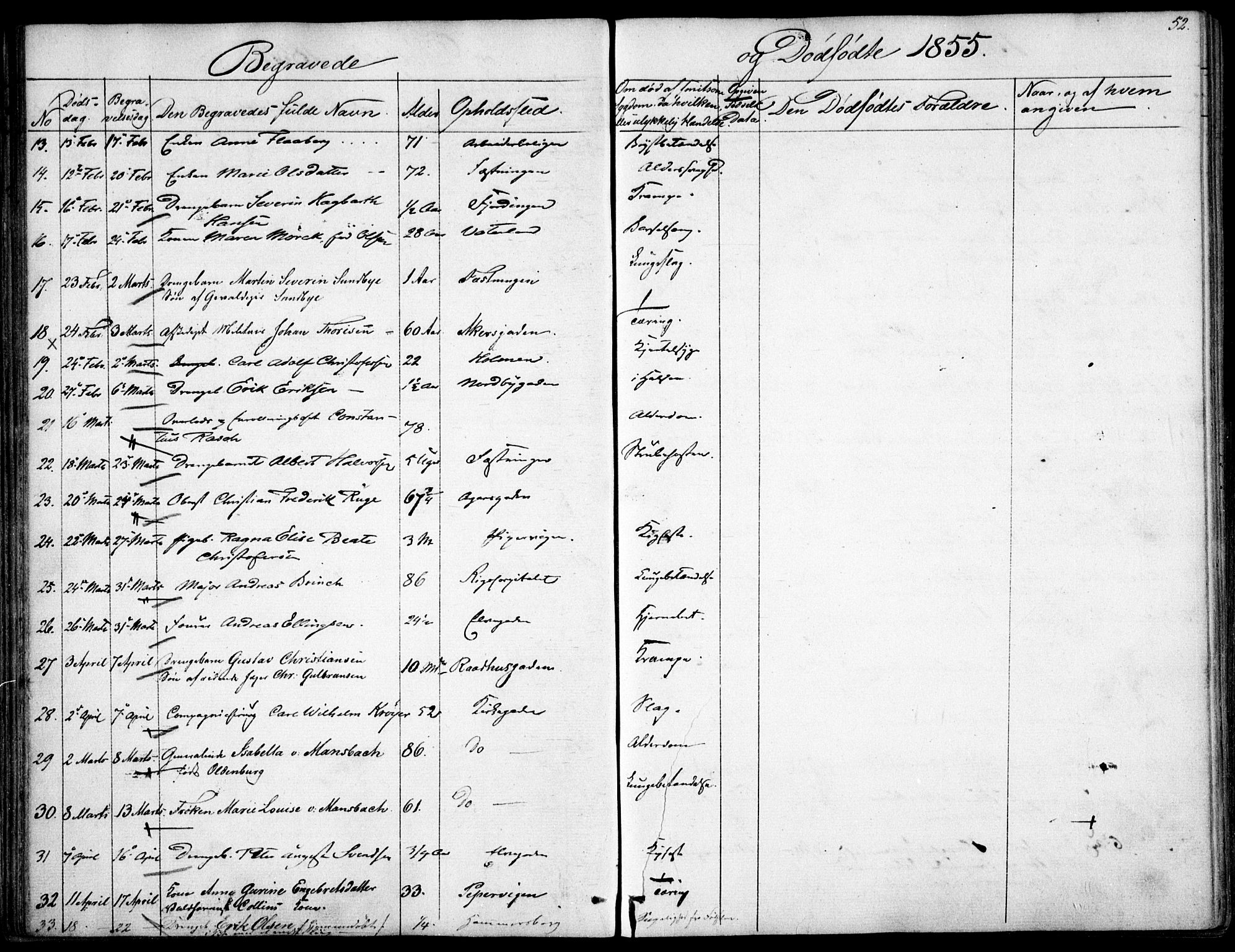 Garnisonsmenigheten Kirkebøker, SAO/A-10846/F/Fa/L0009: Parish register (official) no. 9, 1842-1859, p. 52