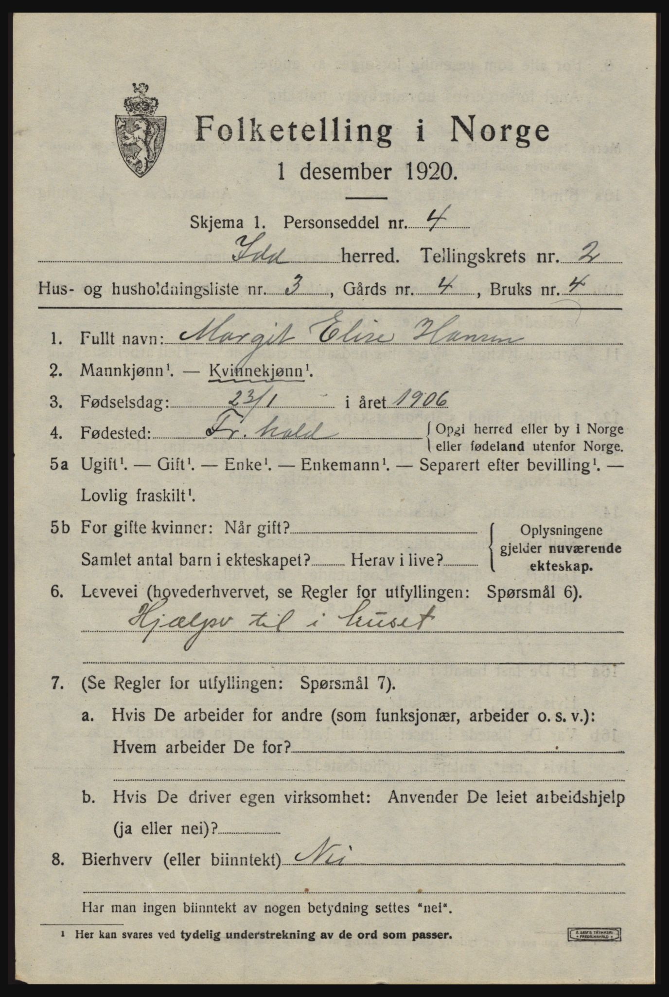 SAO, 1920 census for Idd, 1920, p. 2318