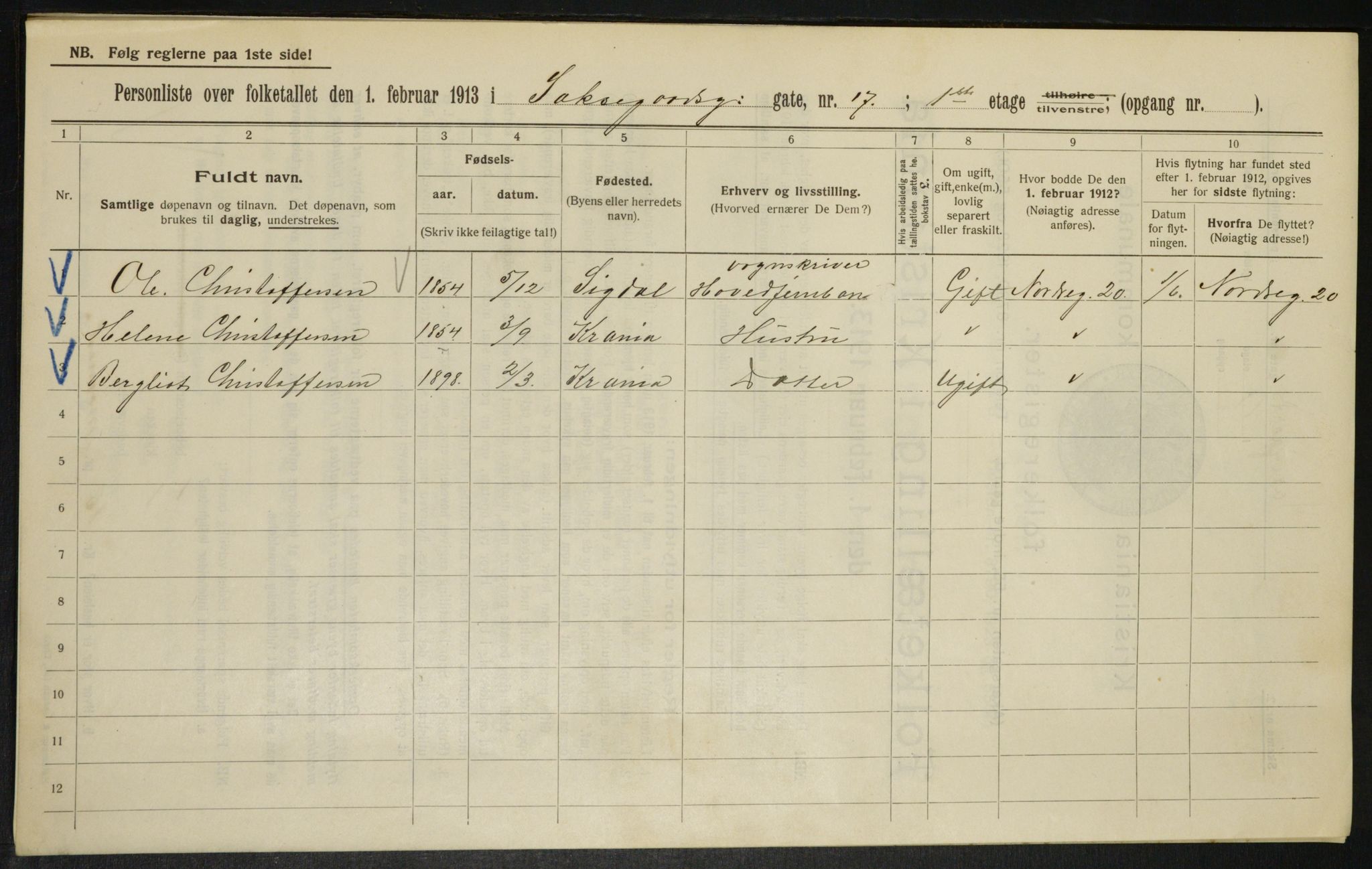 OBA, Municipal Census 1913 for Kristiania, 1913, p. 89361