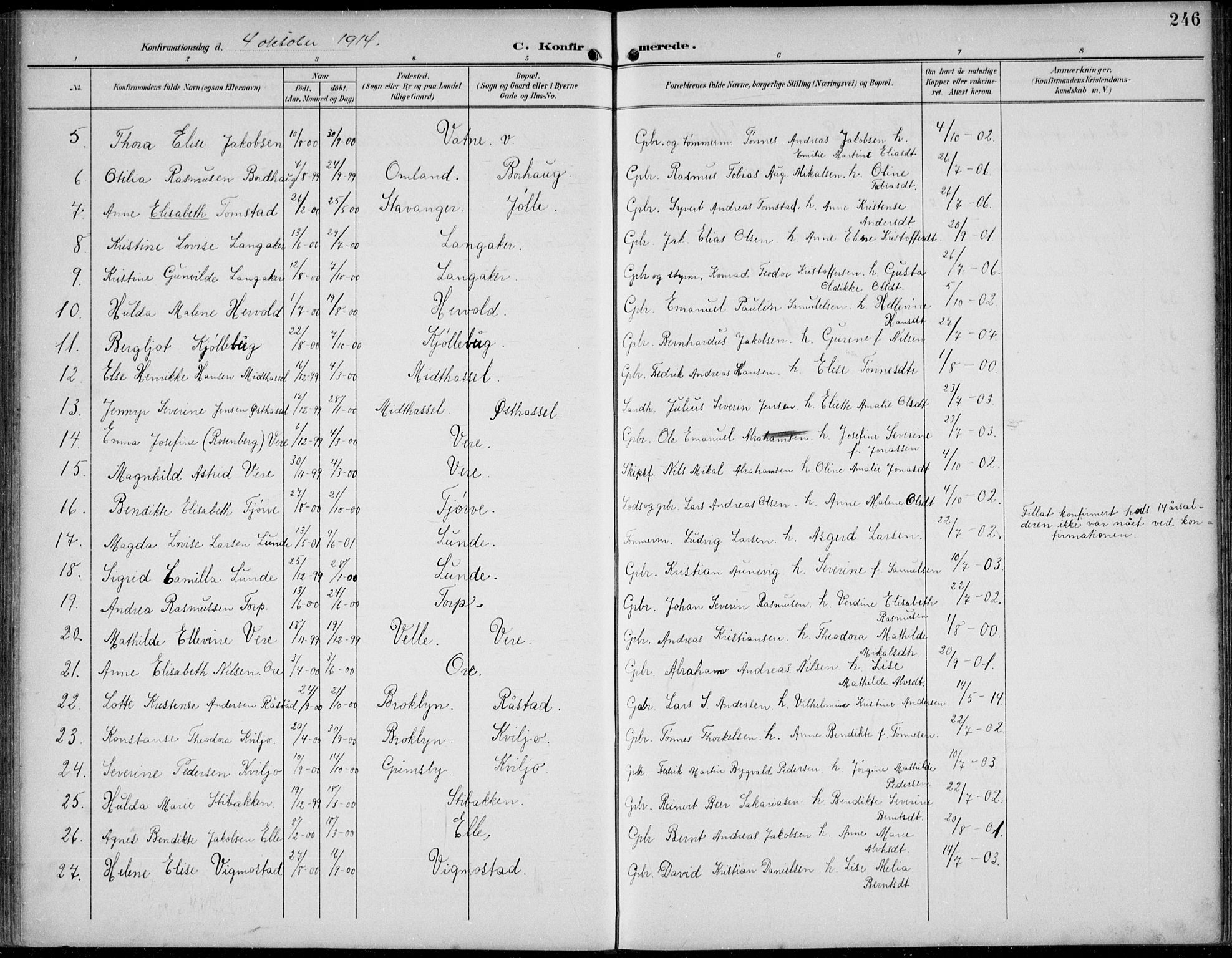 Lista sokneprestkontor, AV/SAK-1111-0027/F/Fb/L0005: Parish register (copy) no. B 5, 1892-1923, p. 246