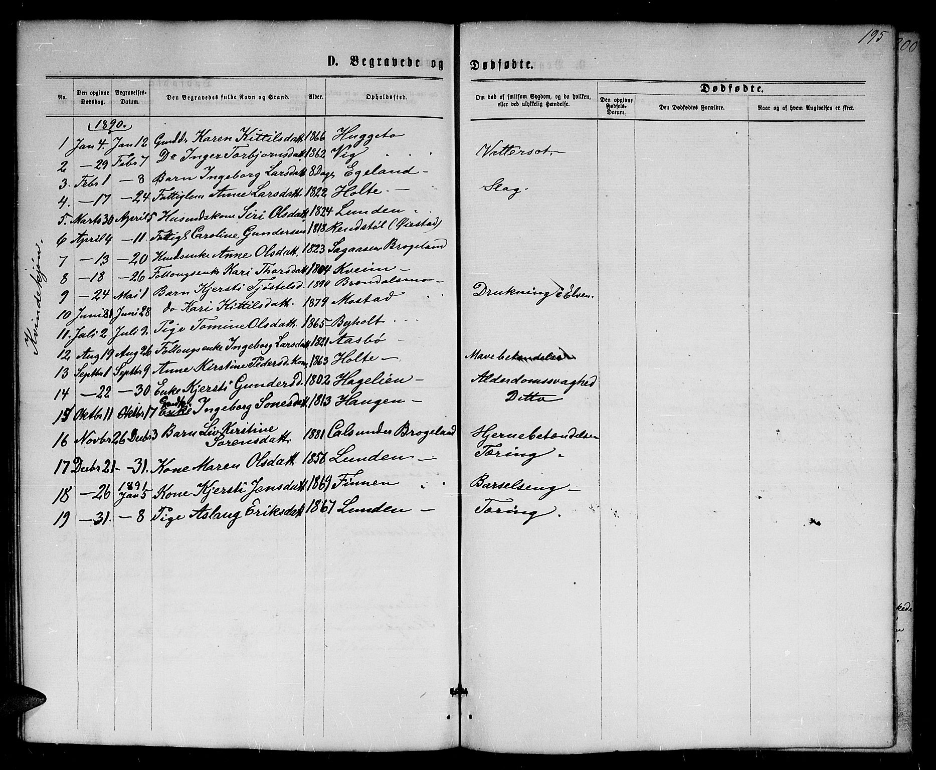 Gjerstad sokneprestkontor, AV/SAK-1111-0014/F/Fb/Fba/L0006: Parish register (copy) no. B 6, 1868-1890, p. 195