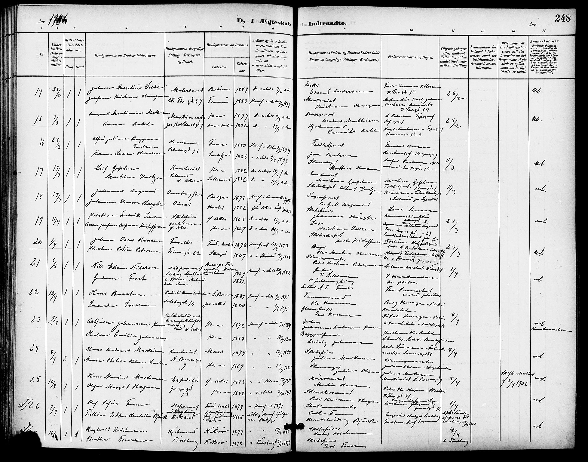 Gamle Aker prestekontor Kirkebøker, AV/SAO-A-10617a/F/L0012: Parish register (official) no. 12, 1898-1910, p. 248