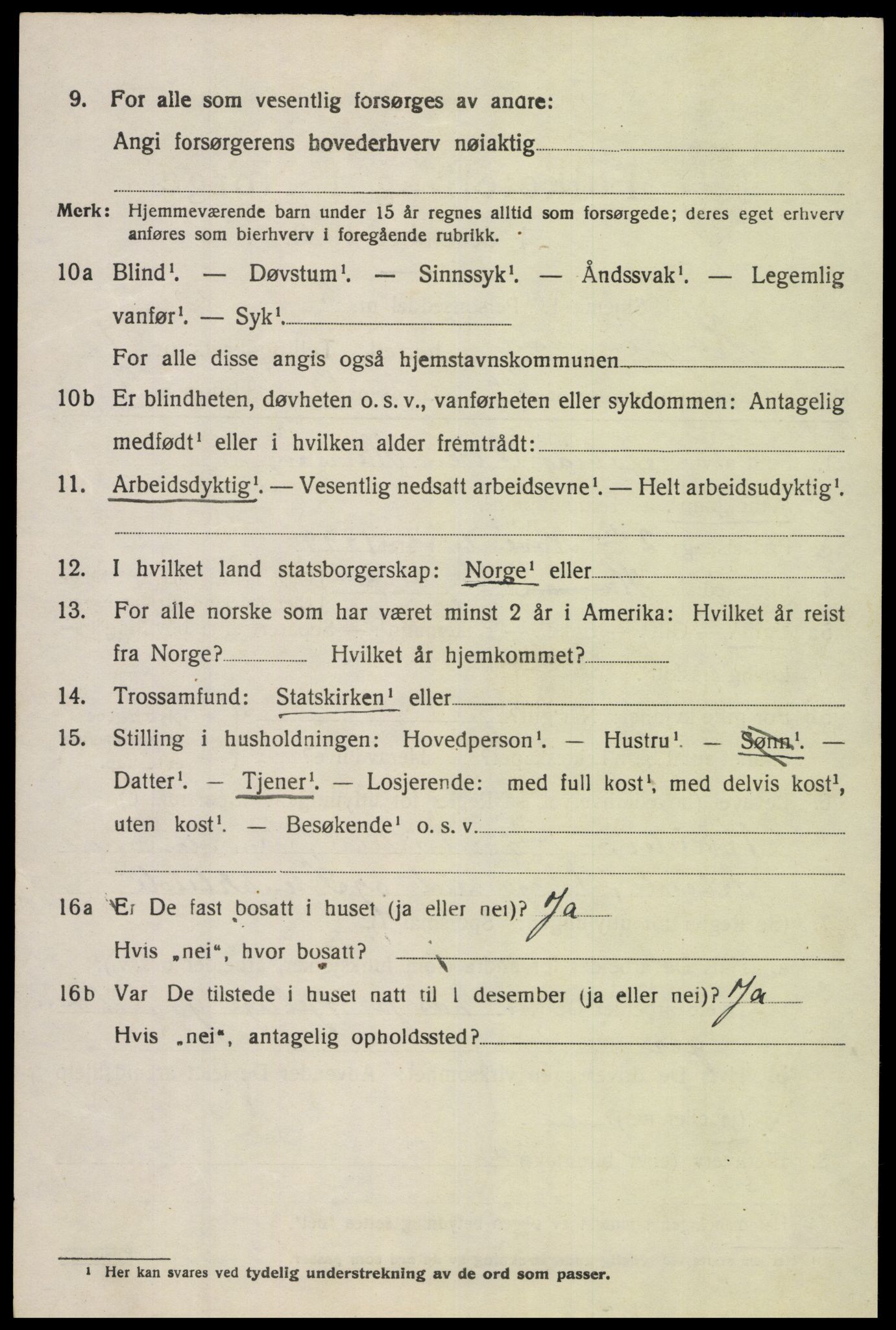 SAK, 1920 census for Hægebostad, 1920, p. 858