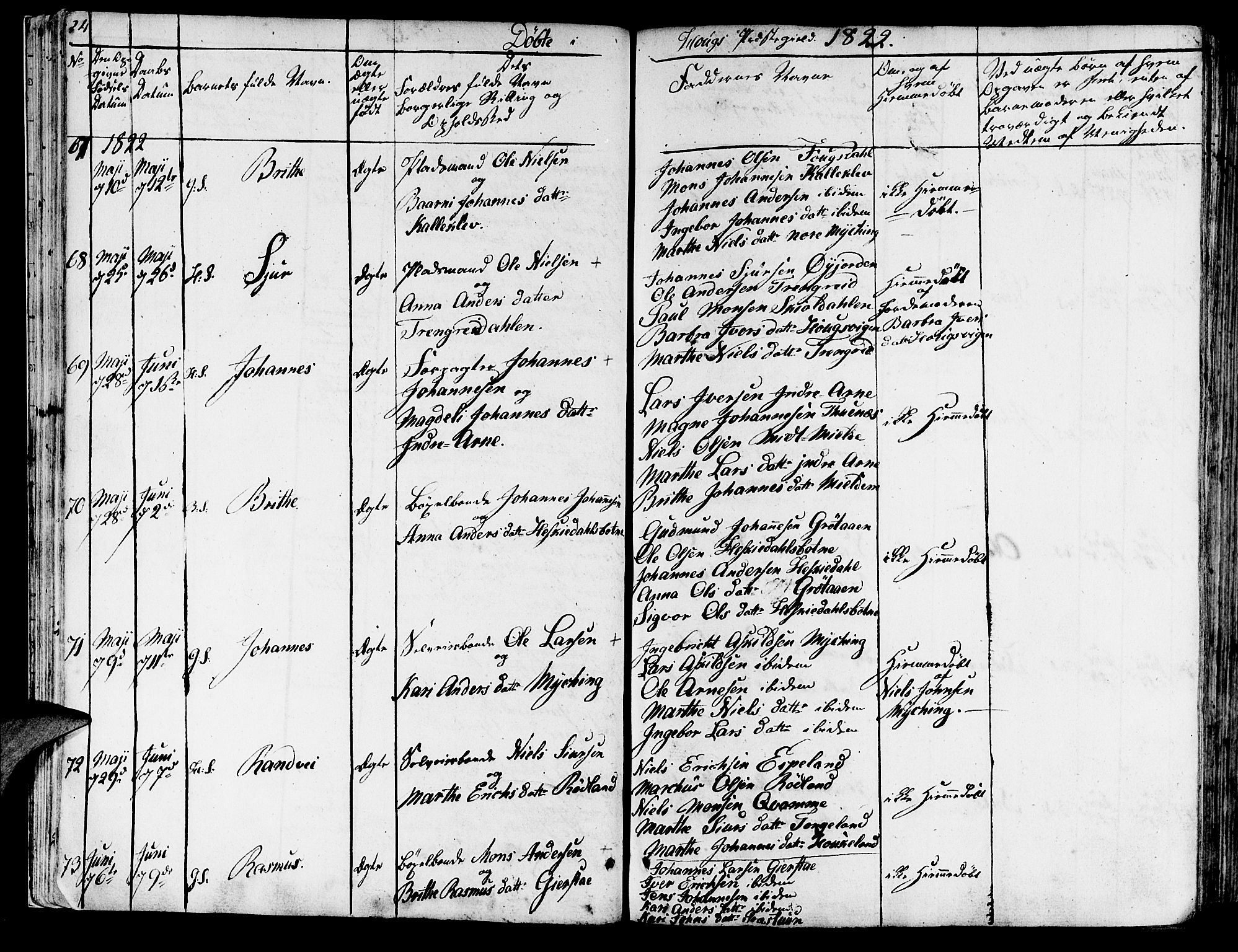 Haus sokneprestembete, SAB/A-75601/H/Haa: Parish register (official) no. A 13, 1821-1827, p. 24