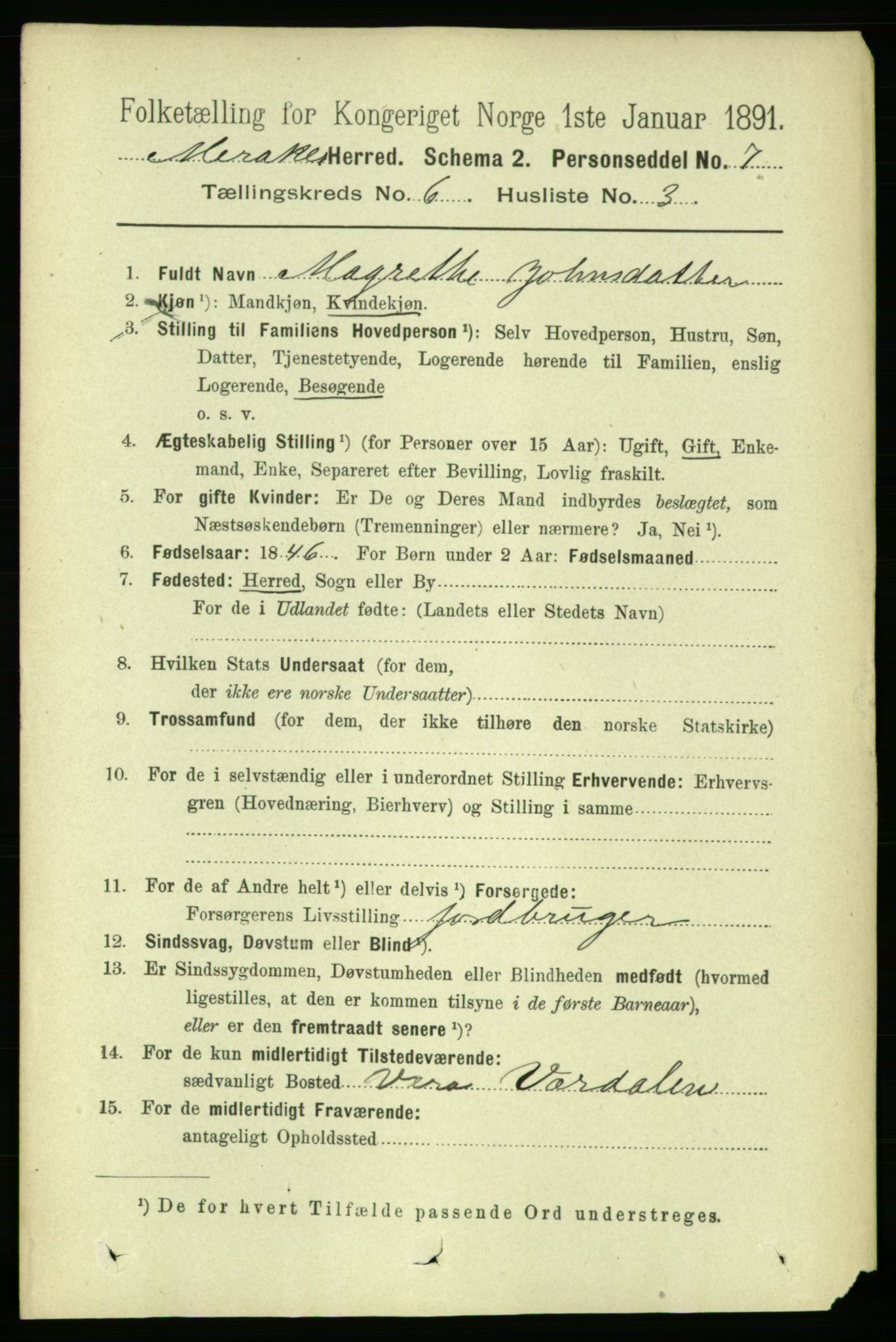 RA, 1891 census for 1711 Meråker, 1891, p. 2059