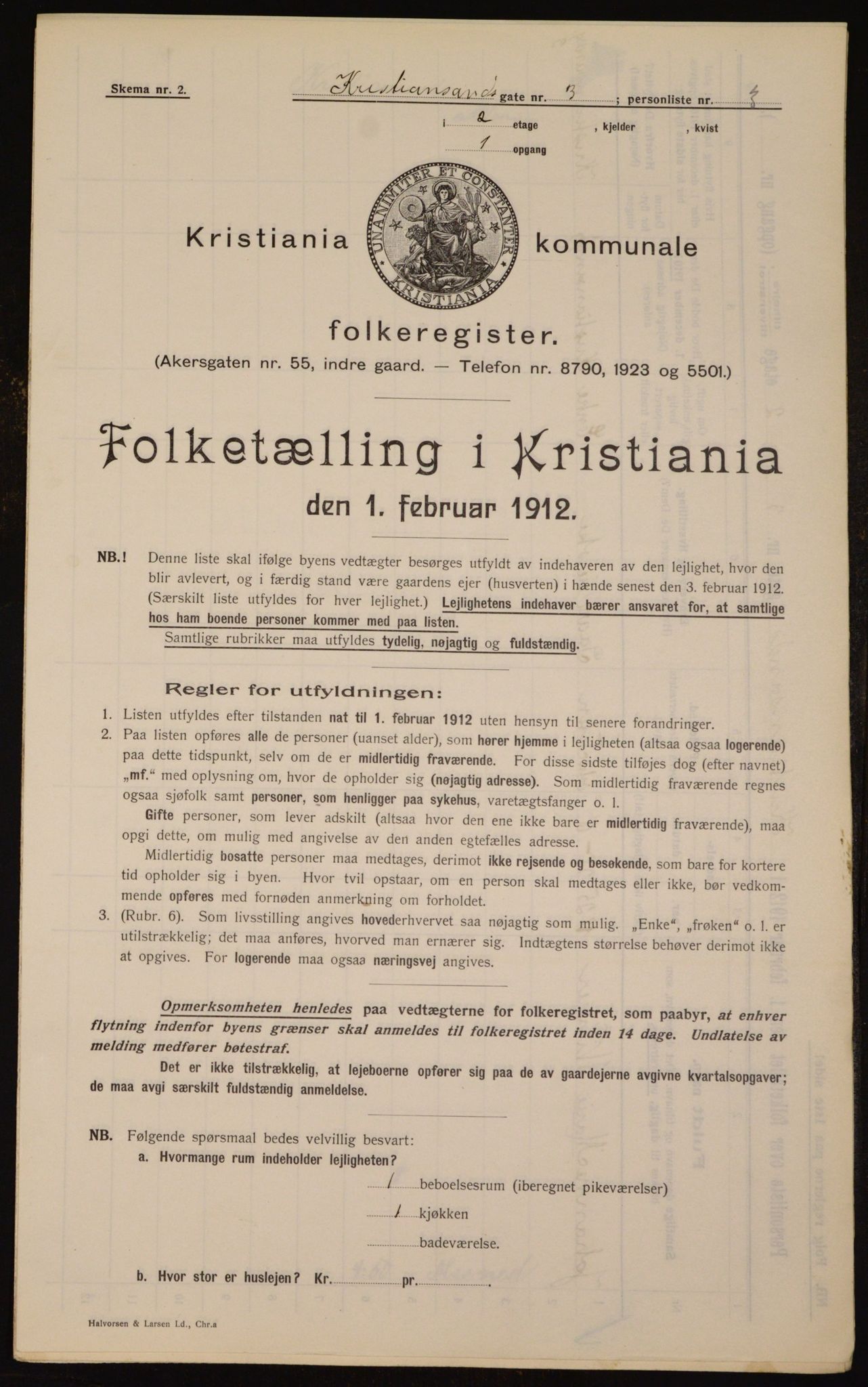 OBA, Municipal Census 1912 for Kristiania, 1912, p. 54496