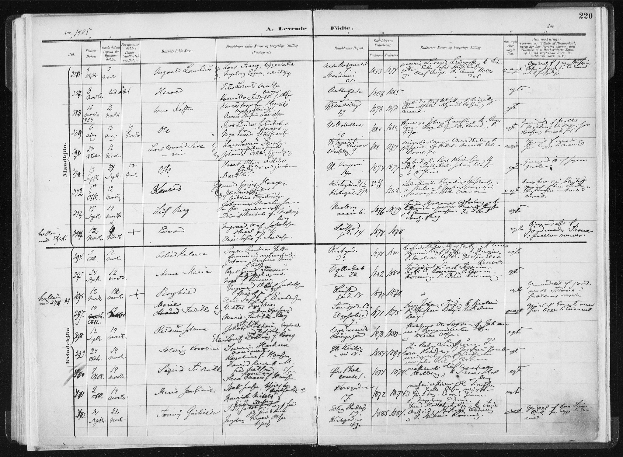 Ministerialprotokoller, klokkerbøker og fødselsregistre - Sør-Trøndelag, AV/SAT-A-1456/604/L0199: Parish register (official) no. 604A20I, 1901-1906, p. 220