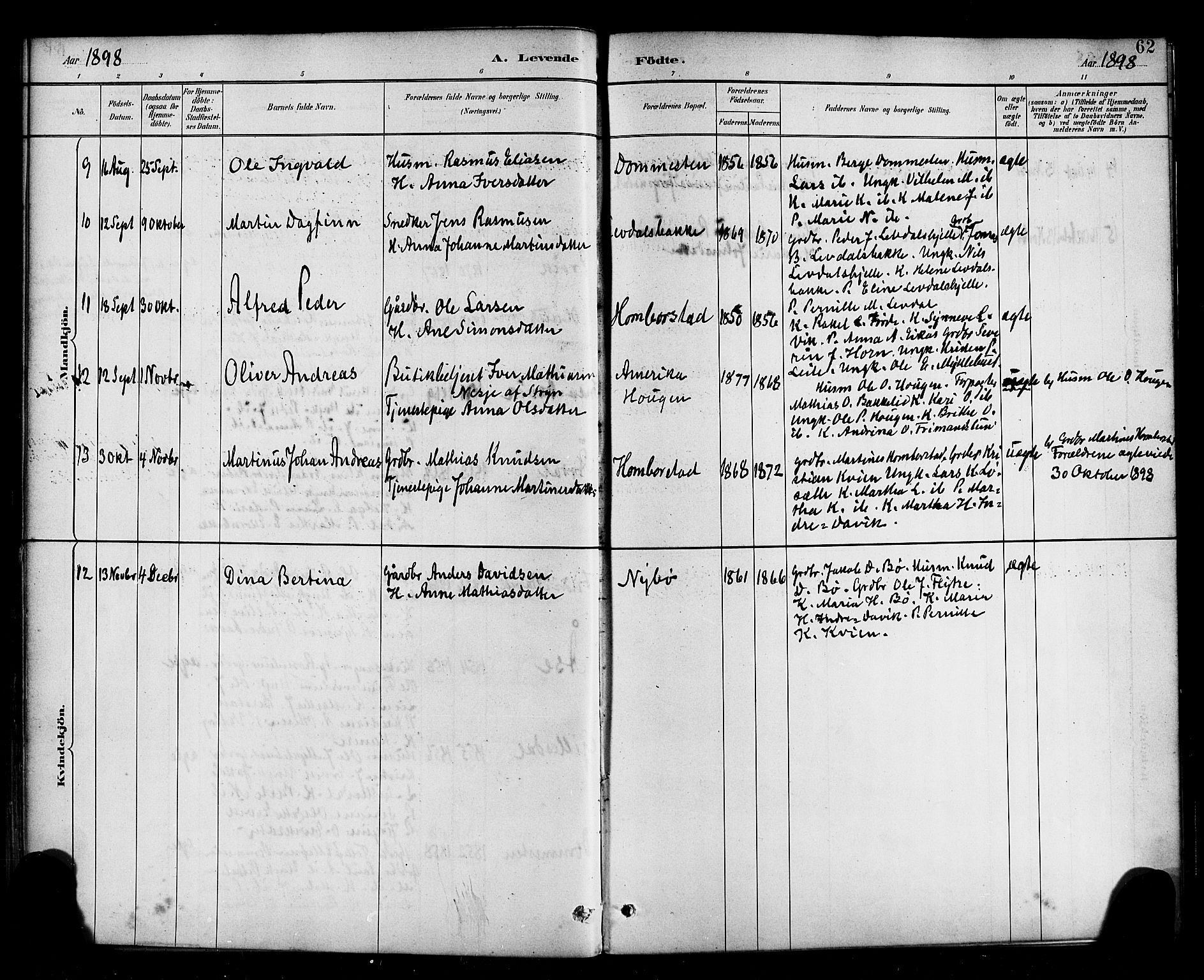 Davik sokneprestembete, SAB/A-79701/H/Haa/Haab/L0001: Parish register (official) no. B 1, 1882-1900, p. 62