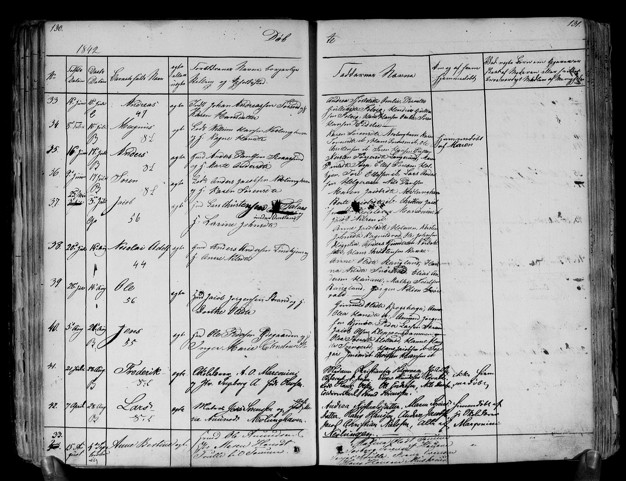 Brunlanes kirkebøker, AV/SAKO-A-342/F/Fa/L0003: Parish register (official) no. I 3, 1834-1845, p. 130-131