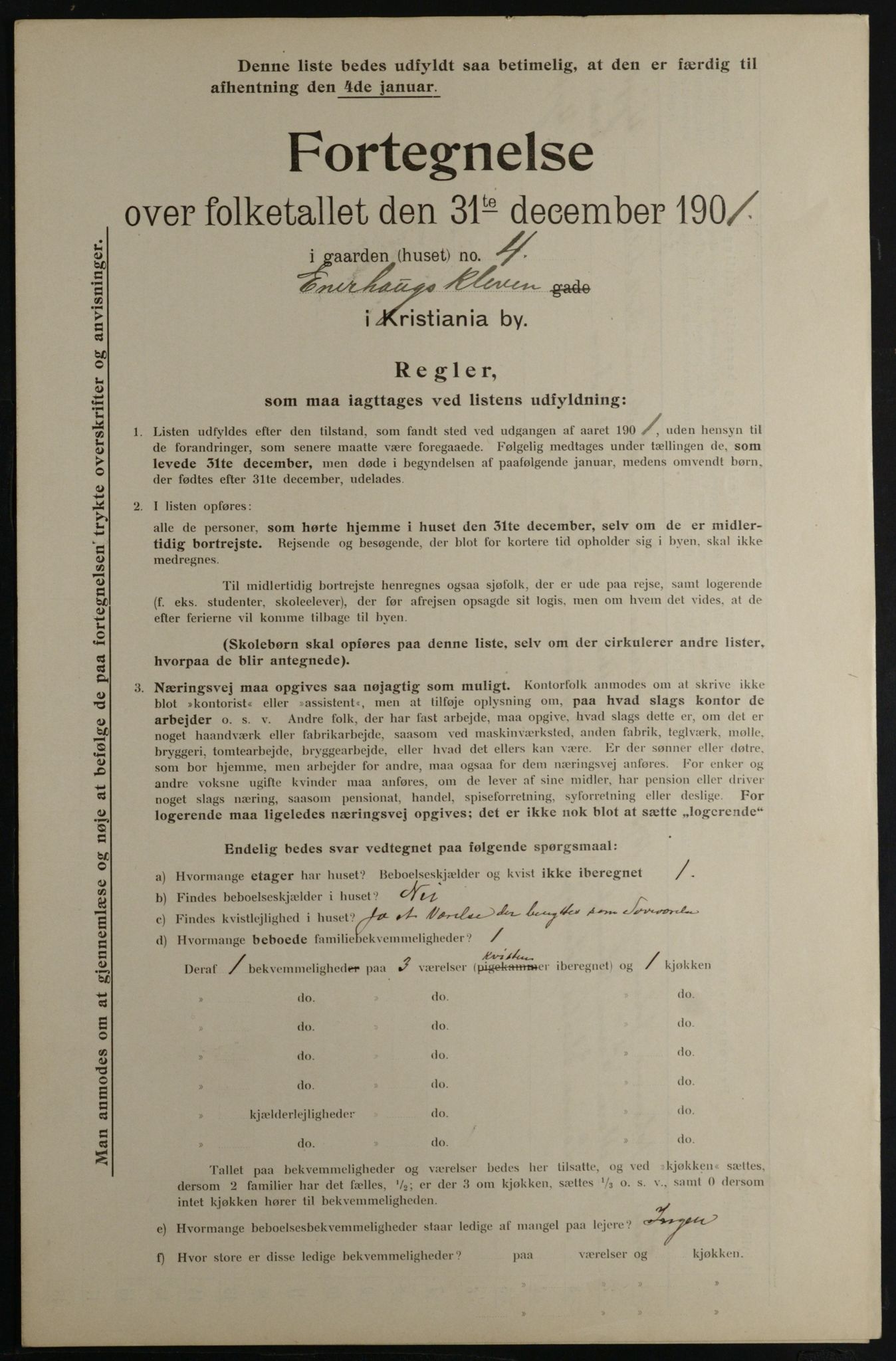 OBA, Municipal Census 1901 for Kristiania, 1901, p. 3504