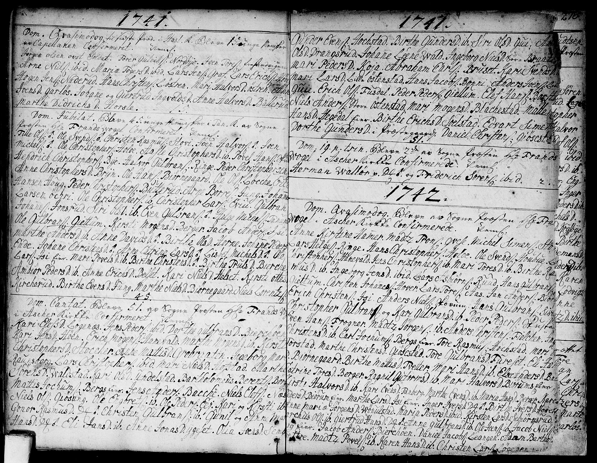 Asker prestekontor Kirkebøker, SAO/A-10256a/F/Fa/L0002: Parish register (official) no. I 2, 1733-1766, p. 275