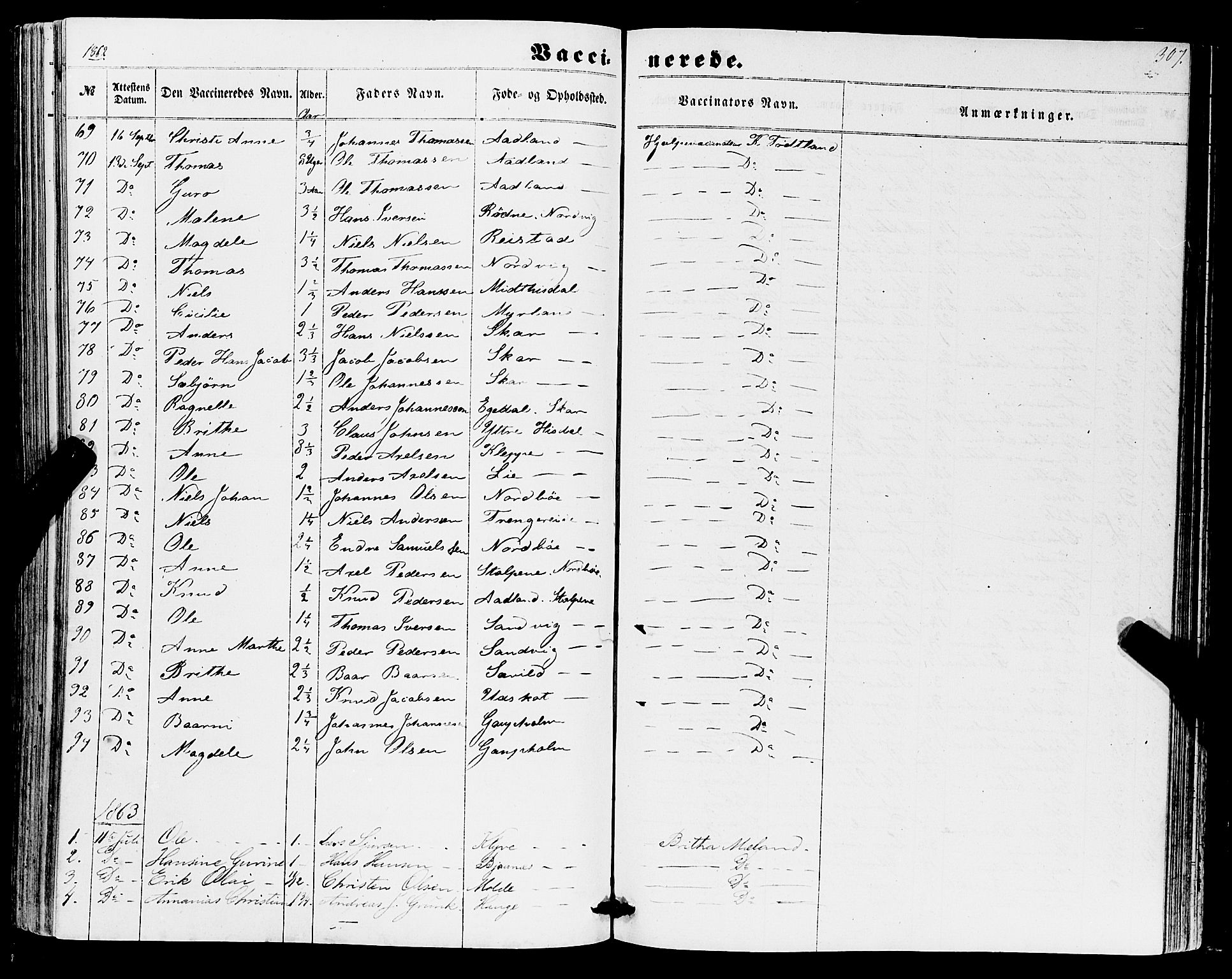 Os sokneprestembete, SAB/A-99929: Parish register (official) no. A 17, 1860-1873, p. 307