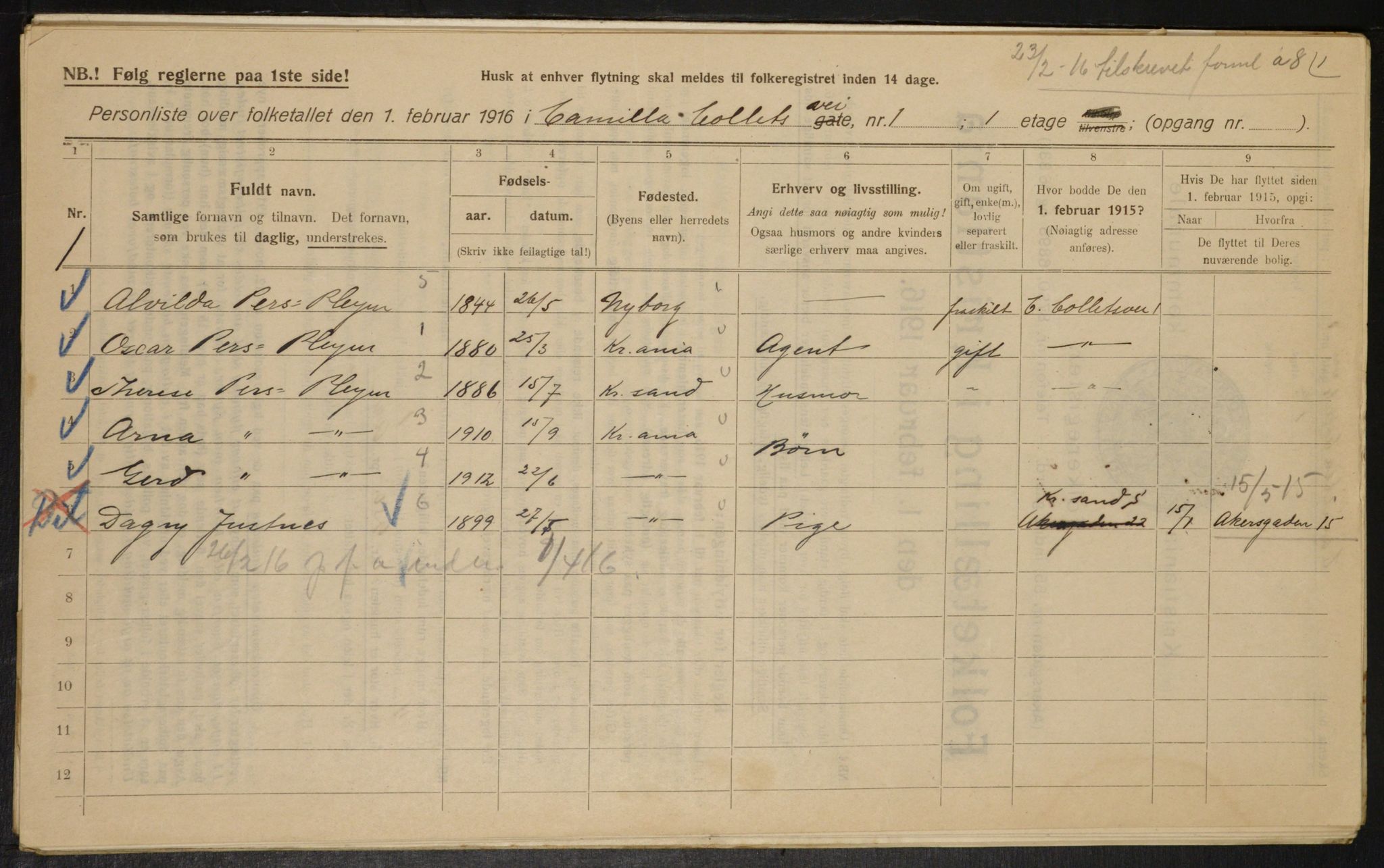 OBA, Municipal Census 1916 for Kristiania, 1916, p. 11618