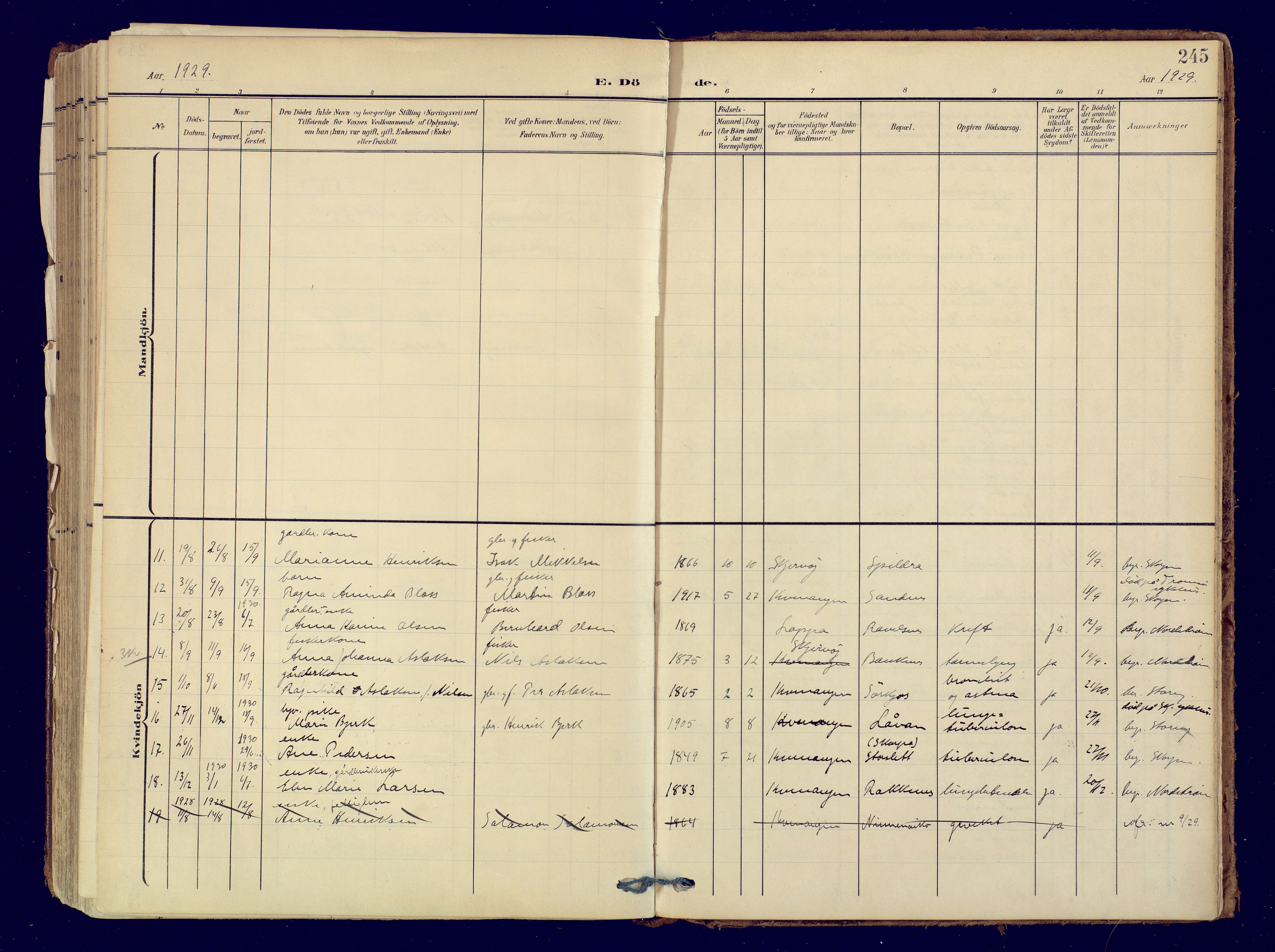 Skjervøy sokneprestkontor, AV/SATØ-S-1300/H/Ha/Haa: Parish register (official) no. 19, 1908-1936, p. 245