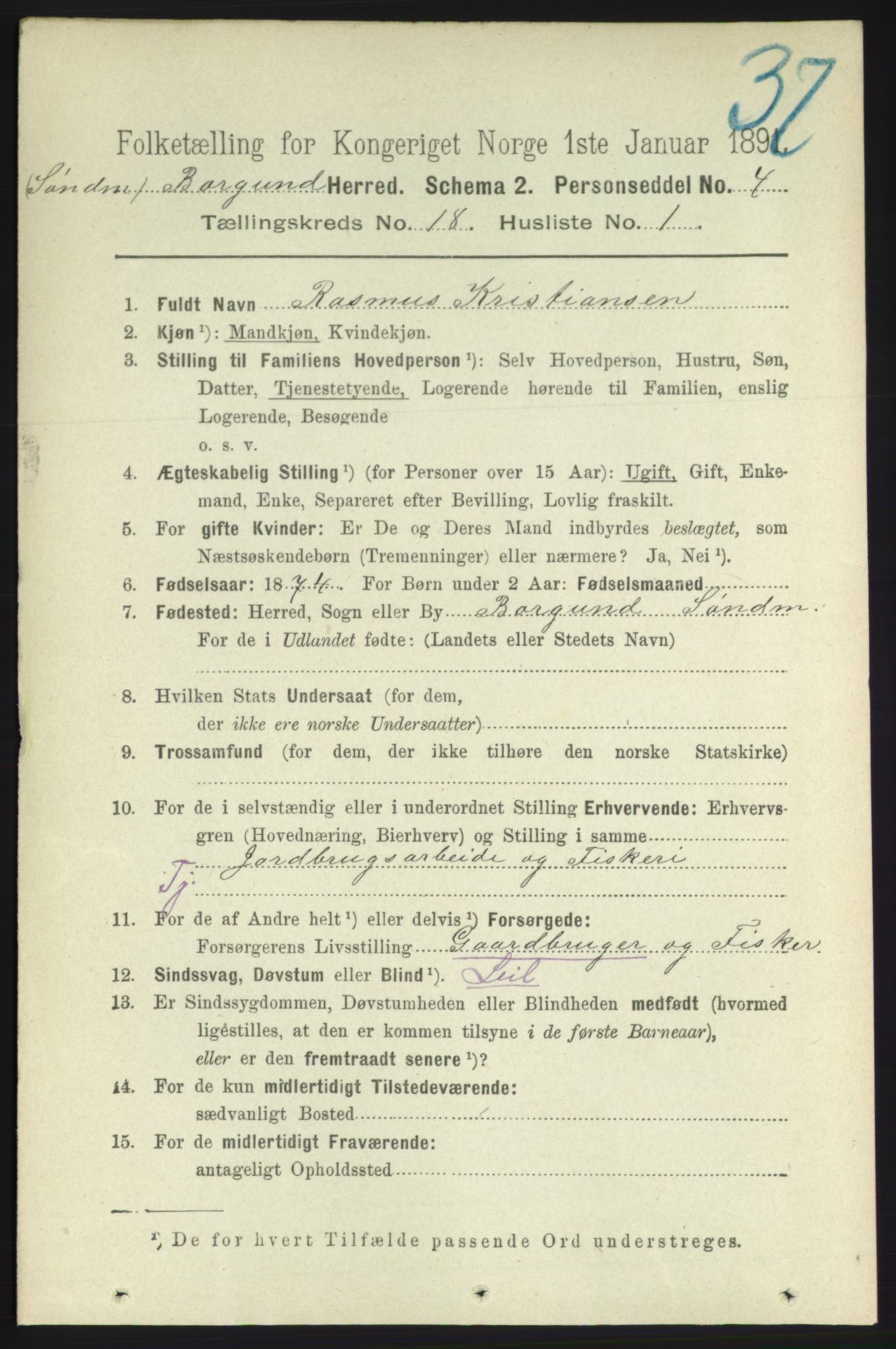 RA, 1891 census for 1531 Borgund, 1891, p. 5491