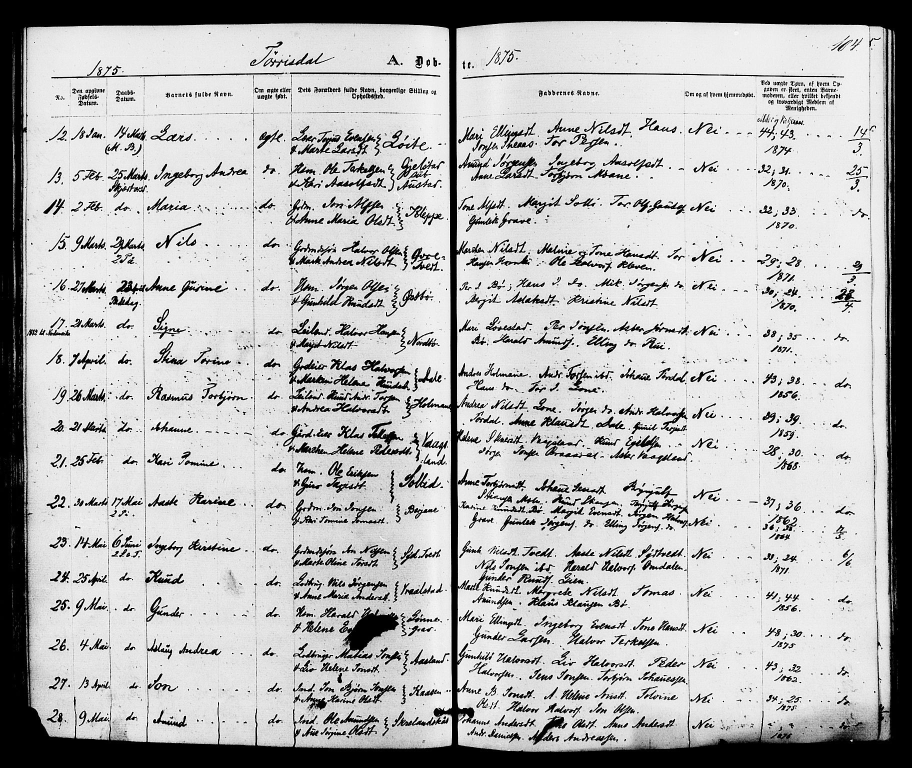 Drangedal kirkebøker, SAKO/A-258/F/Fa/L0009: Parish register (official) no. 9 /2, 1872-1884, p. 104