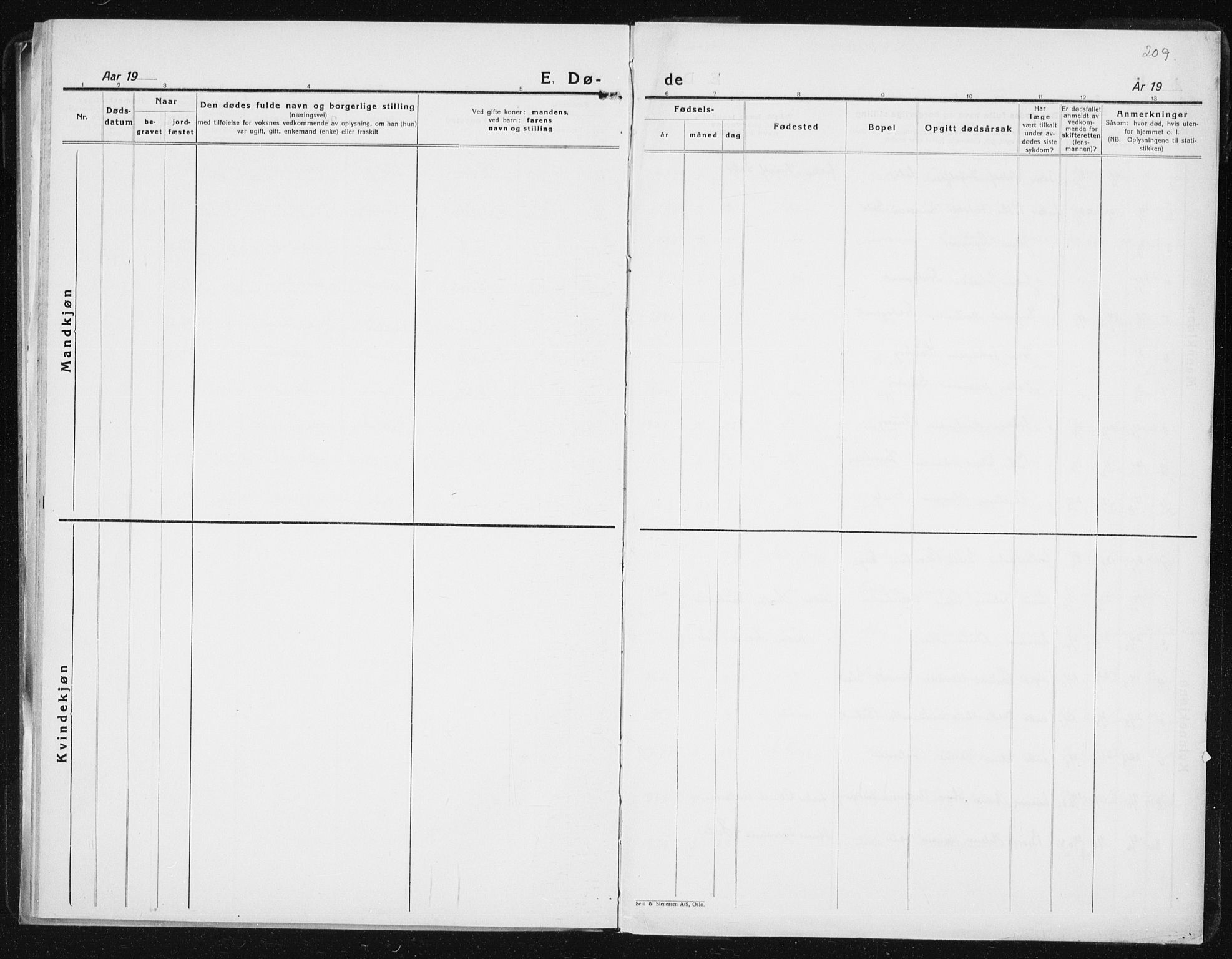 Ministerialprotokoller, klokkerbøker og fødselsregistre - Sør-Trøndelag, SAT/A-1456/640/L0589: Parish register (copy) no. 640C06, 1922-1934, p. 209