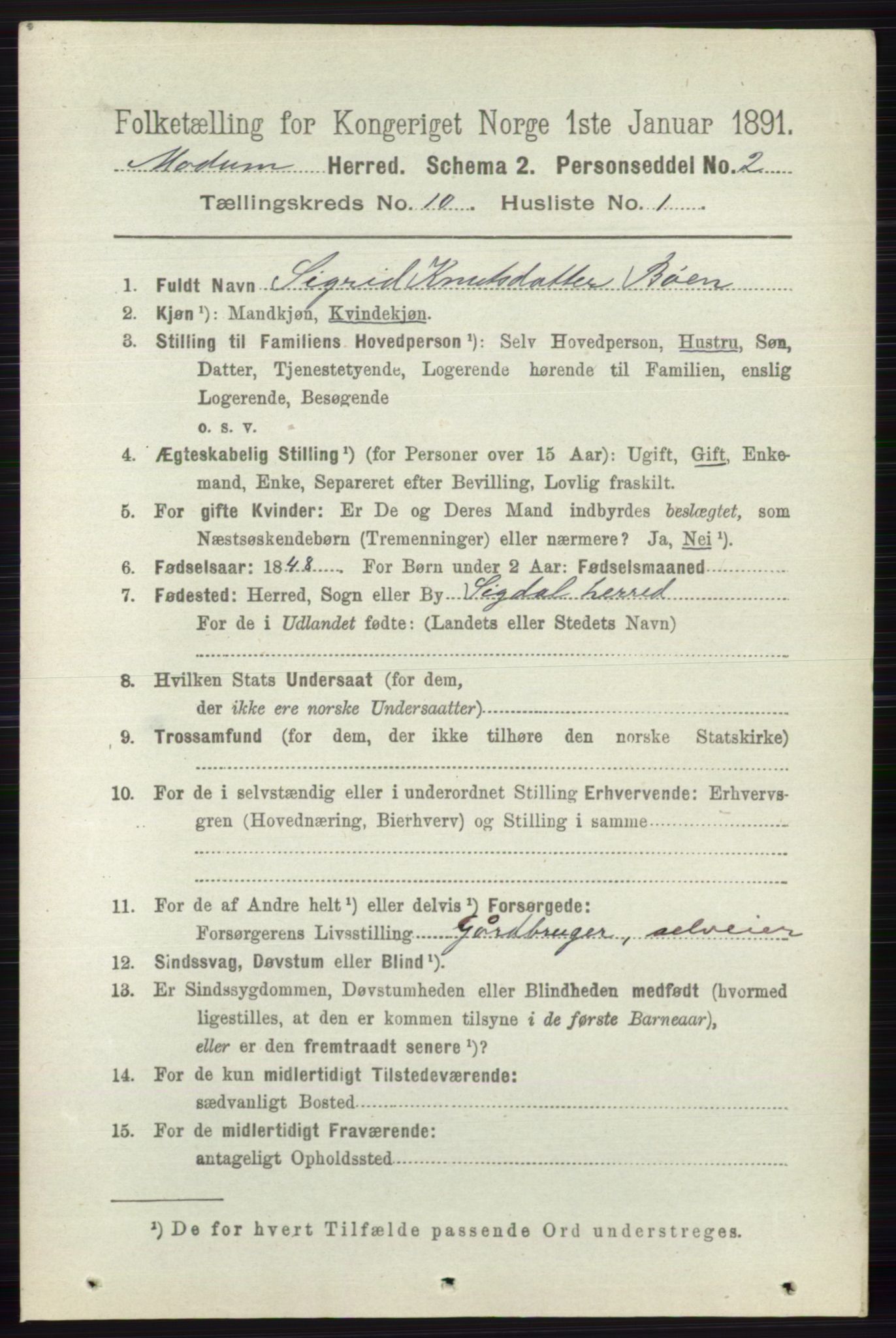 RA, 1891 census for 0623 Modum, 1891, p. 3972