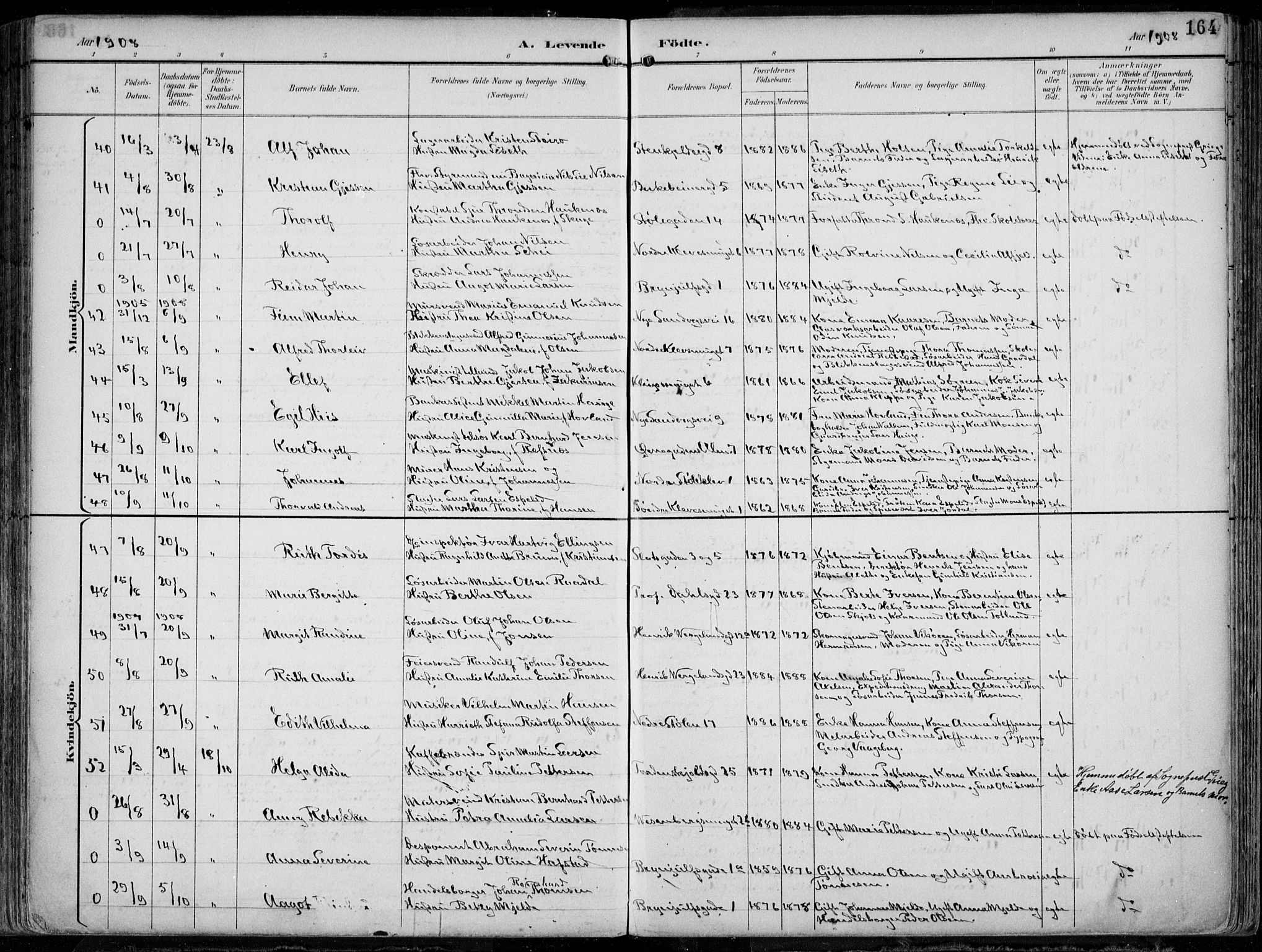 Mariakirken Sokneprestembete, AV/SAB-A-76901/H/Hab/L0005: Parish register (copy) no. A 5, 1893-1913, p. 164