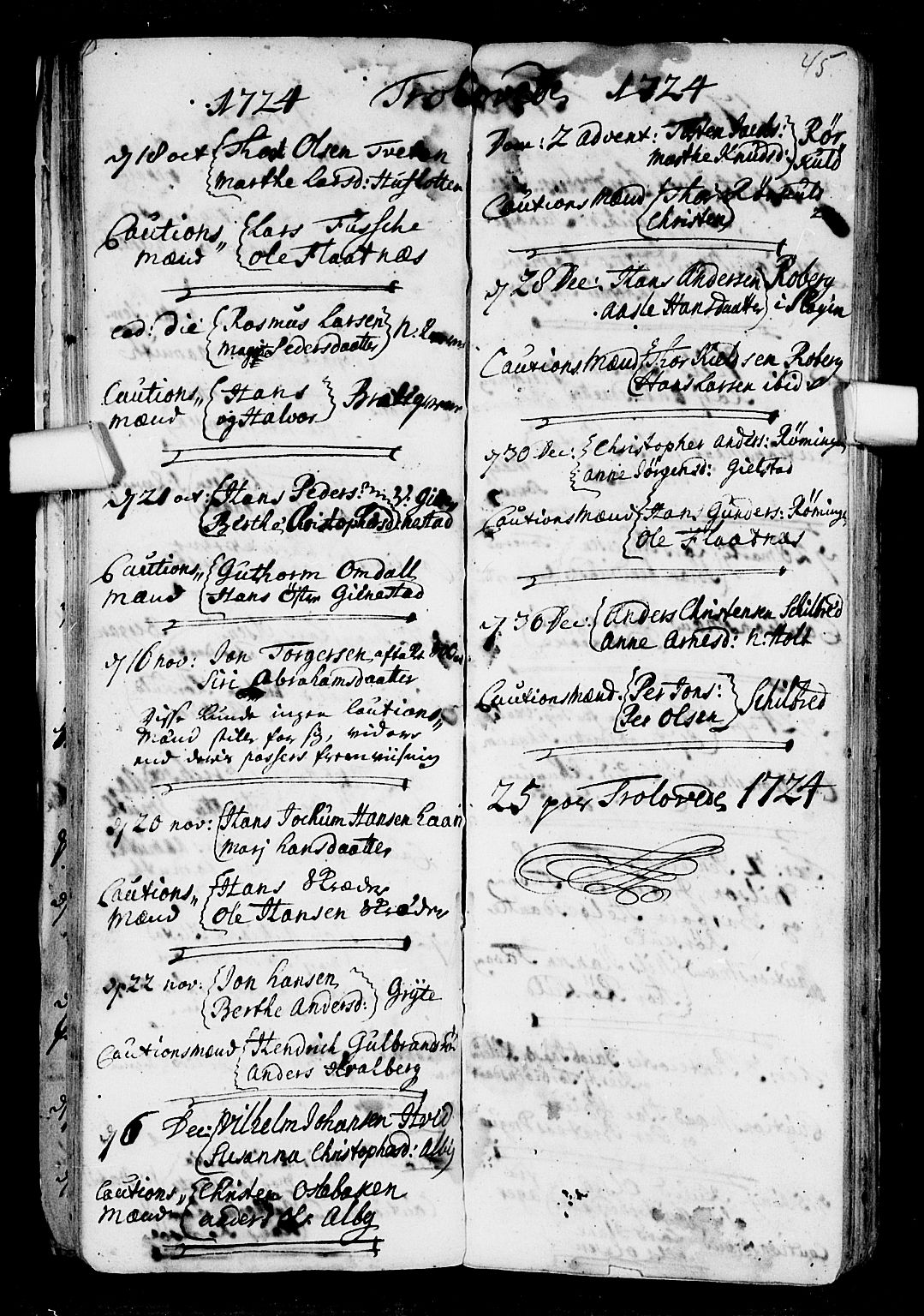 Stokke kirkebøker, AV/SAKO-A-320/F/Fa/L0001: Parish register (official) no. I 1, 1717-1733, p. 45