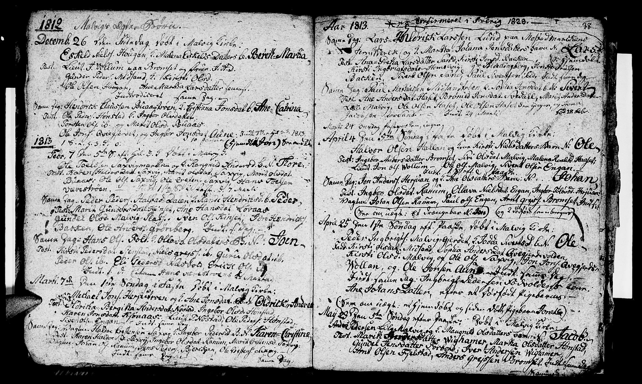 Ministerialprotokoller, klokkerbøker og fødselsregistre - Sør-Trøndelag, SAT/A-1456/616/L0419: Parish register (copy) no. 616C02, 1797-1816, p. 38