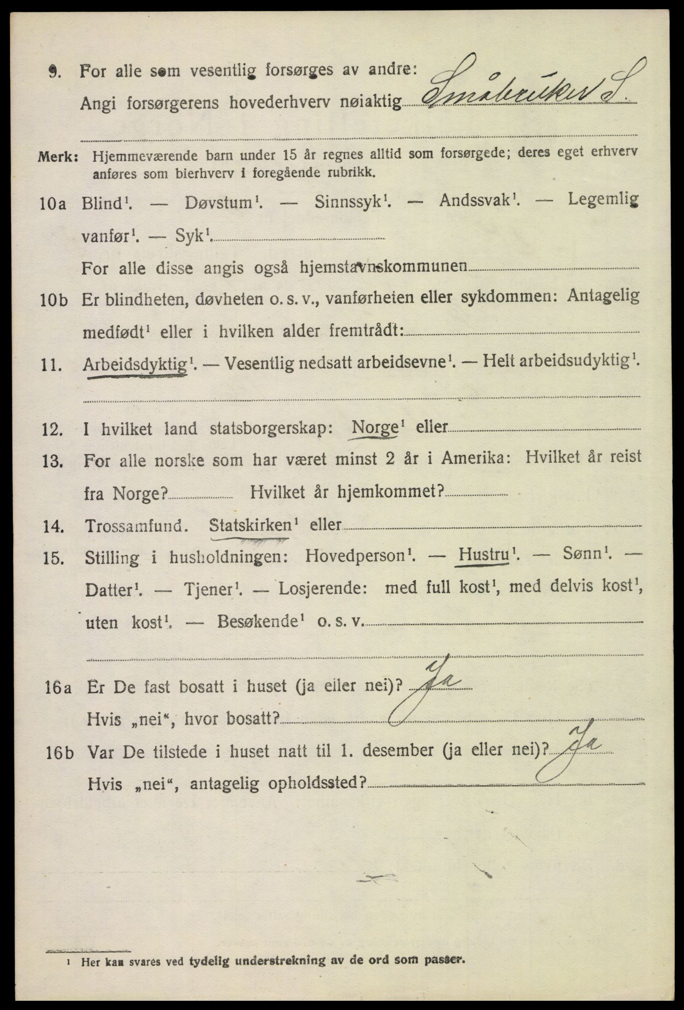 SAH, 1920 census for Vinger, 1920, p. 5223