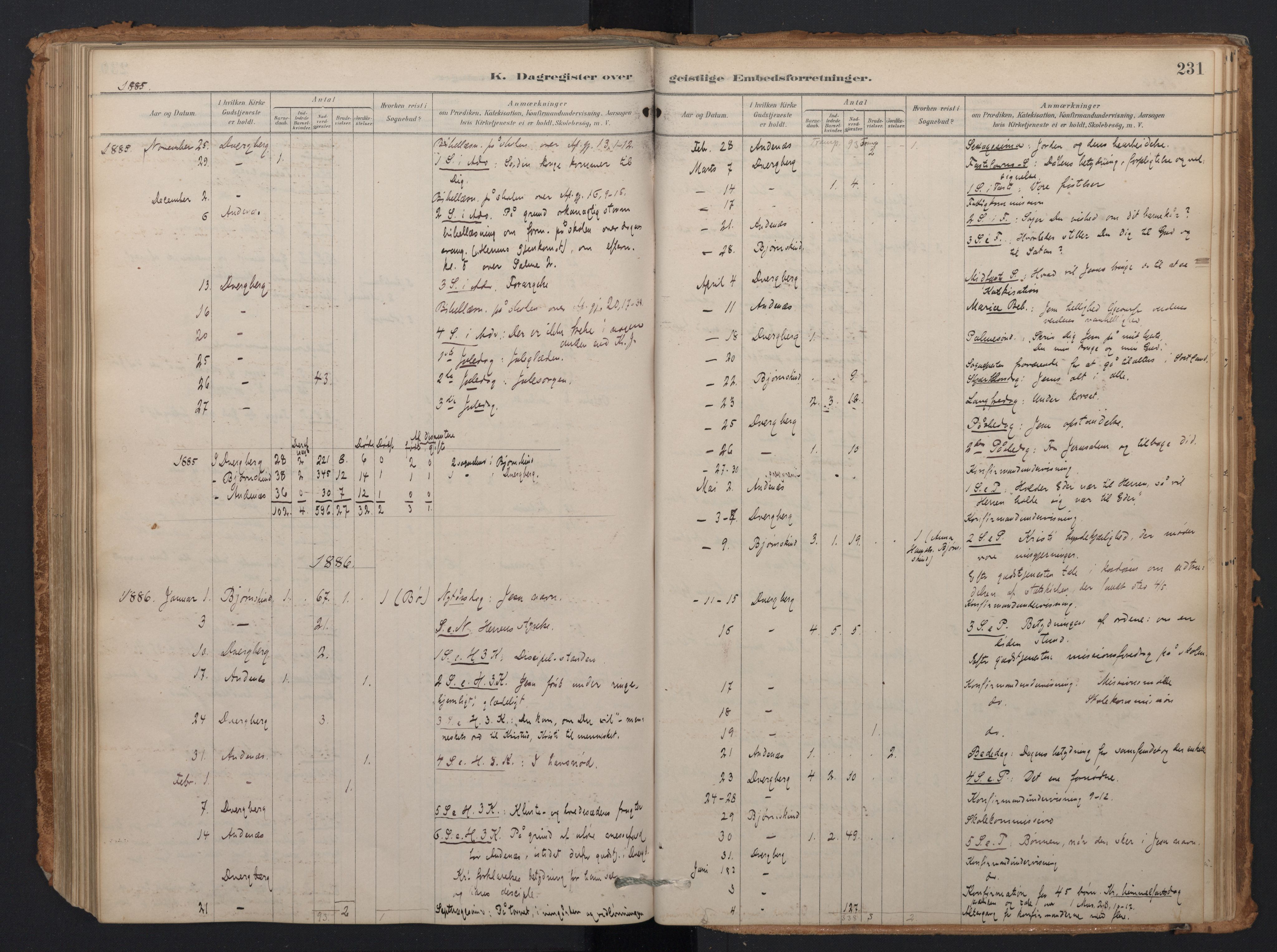 Ministerialprotokoller, klokkerbøker og fødselsregistre - Nordland, AV/SAT-A-1459/897/L1399: Parish register (official) no. 897A06, 1881-1896, p. 231