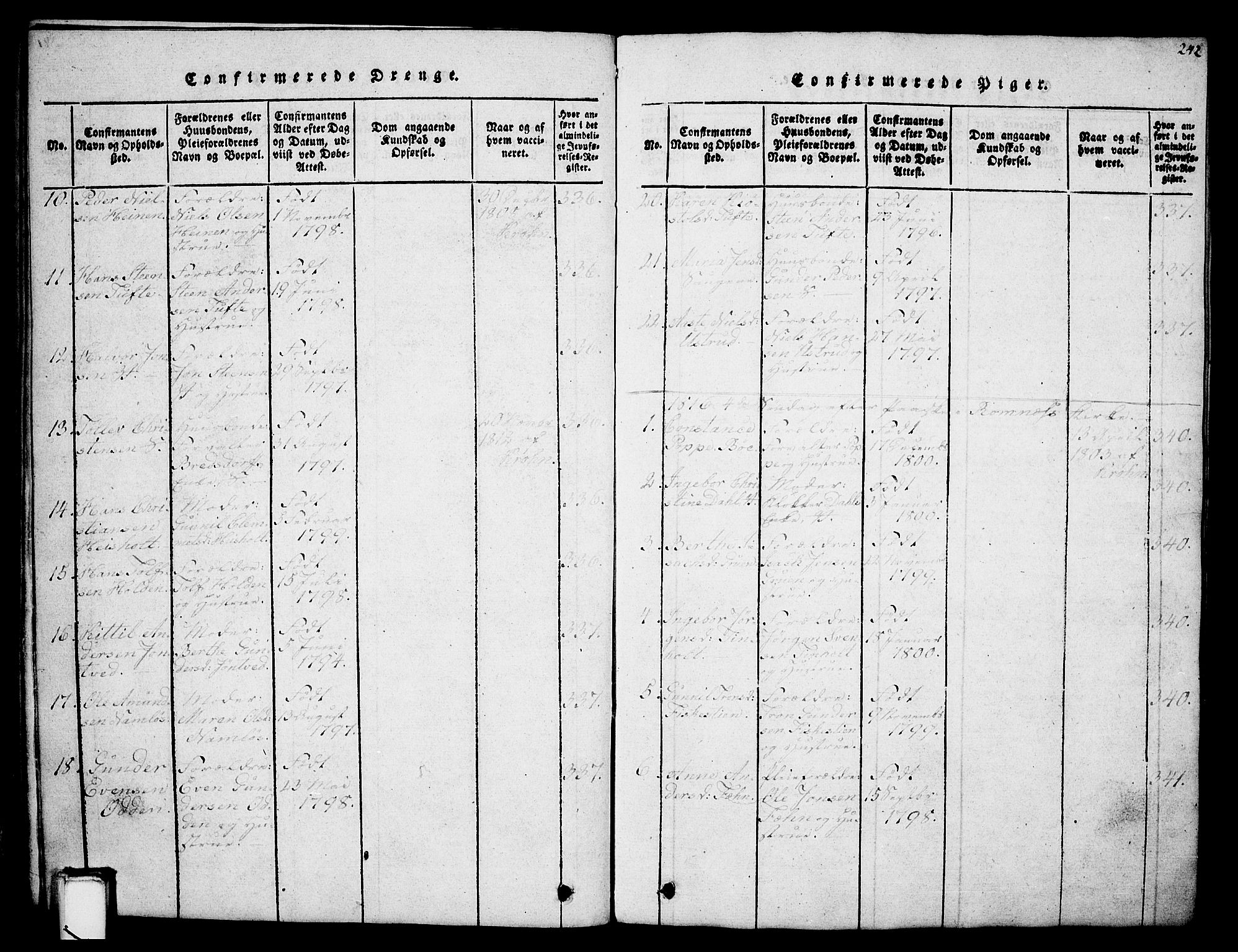 Holla kirkebøker, SAKO/A-272/G/Ga/L0001: Parish register (copy) no. I 1, 1814-1830, p. 242