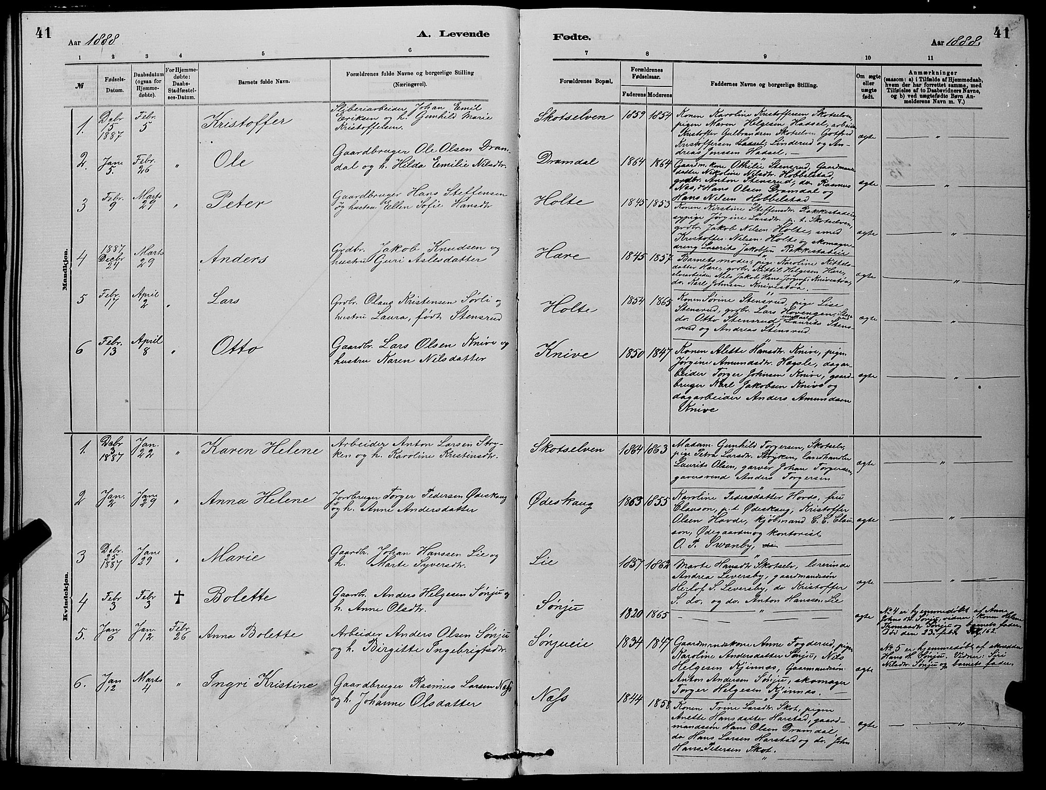 Eiker kirkebøker, AV/SAKO-A-4/G/Gb/L0003: Parish register (copy) no. II 3, 1880-1893, p. 41