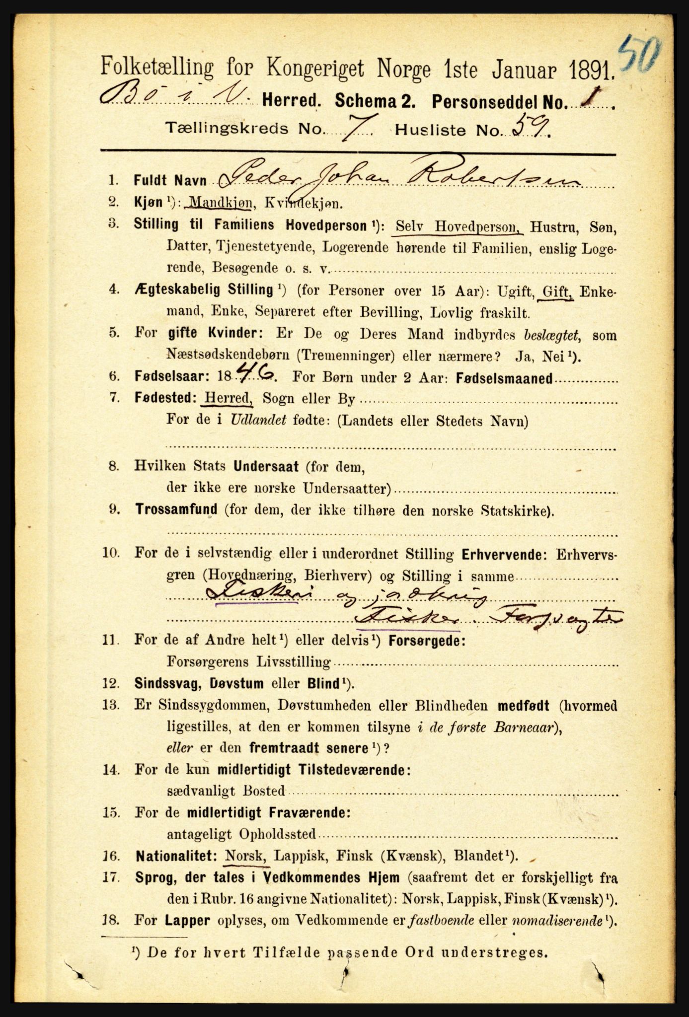 RA, 1891 census for 1867 Bø, 1891, p. 2918