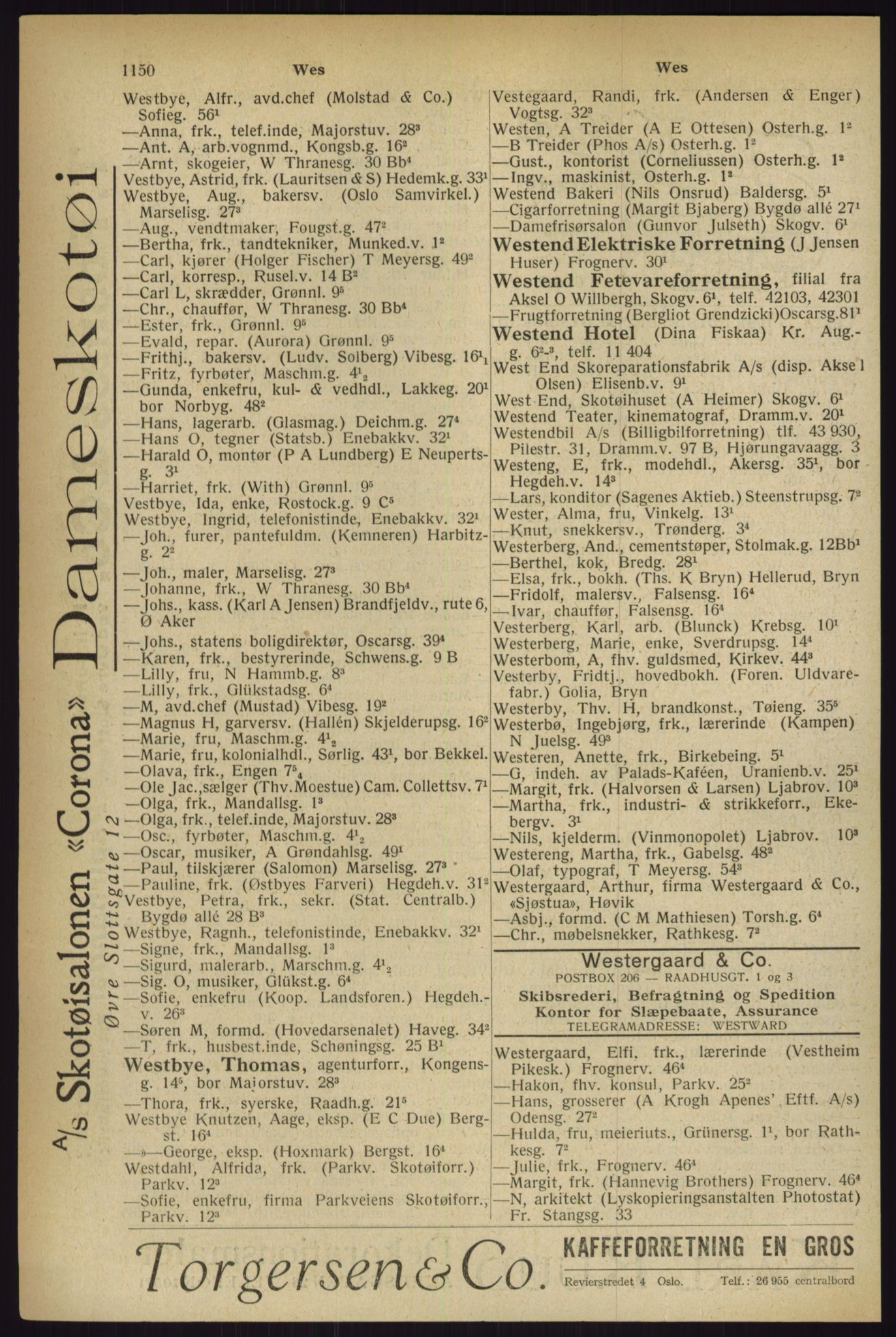 Kristiania/Oslo adressebok, PUBL/-, 1927, p. 1150