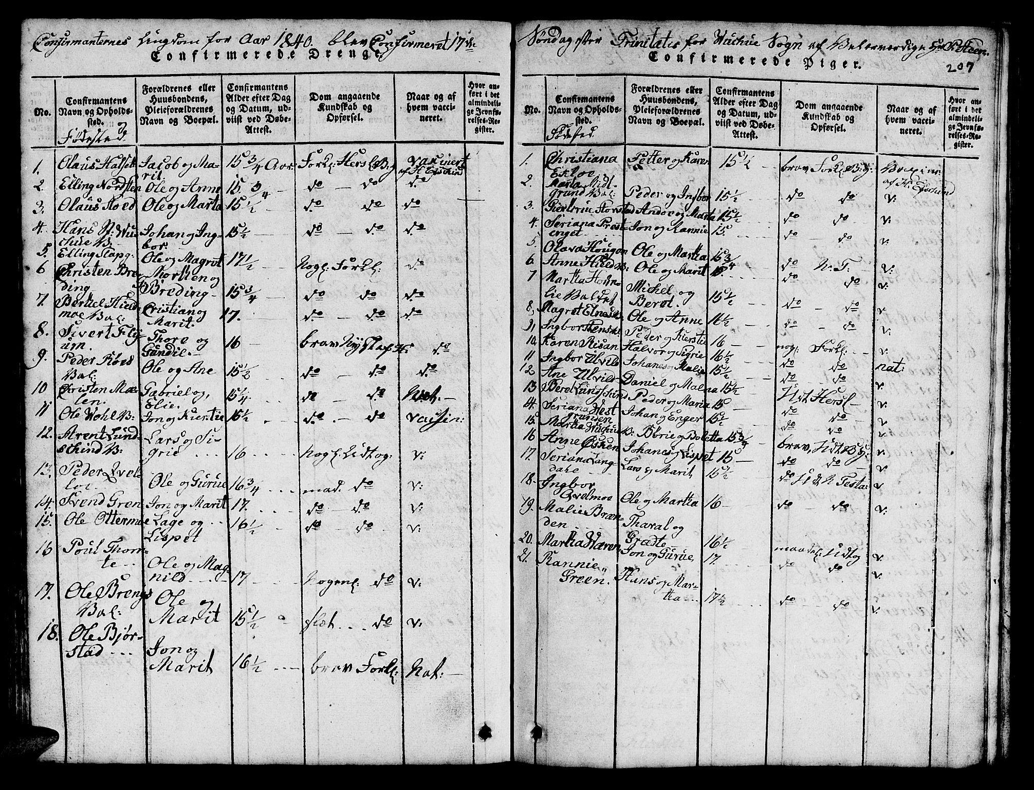 Ministerialprotokoller, klokkerbøker og fødselsregistre - Nord-Trøndelag, SAT/A-1458/724/L0265: Parish register (copy) no. 724C01, 1816-1845, p. 207