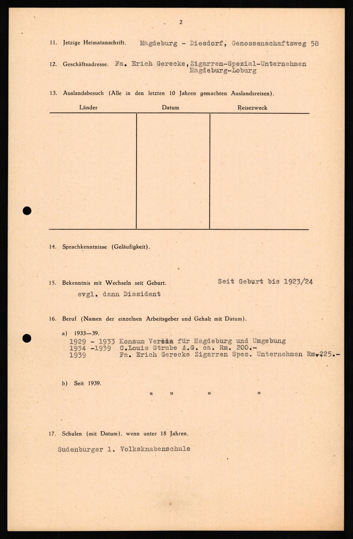 Forsvaret, Forsvarets overkommando II, AV/RA-RAFA-3915/D/Db/L0015: CI Questionaires. Tyske okkupasjonsstyrker i Norge. Tyskere., 1945-1946, p. 368