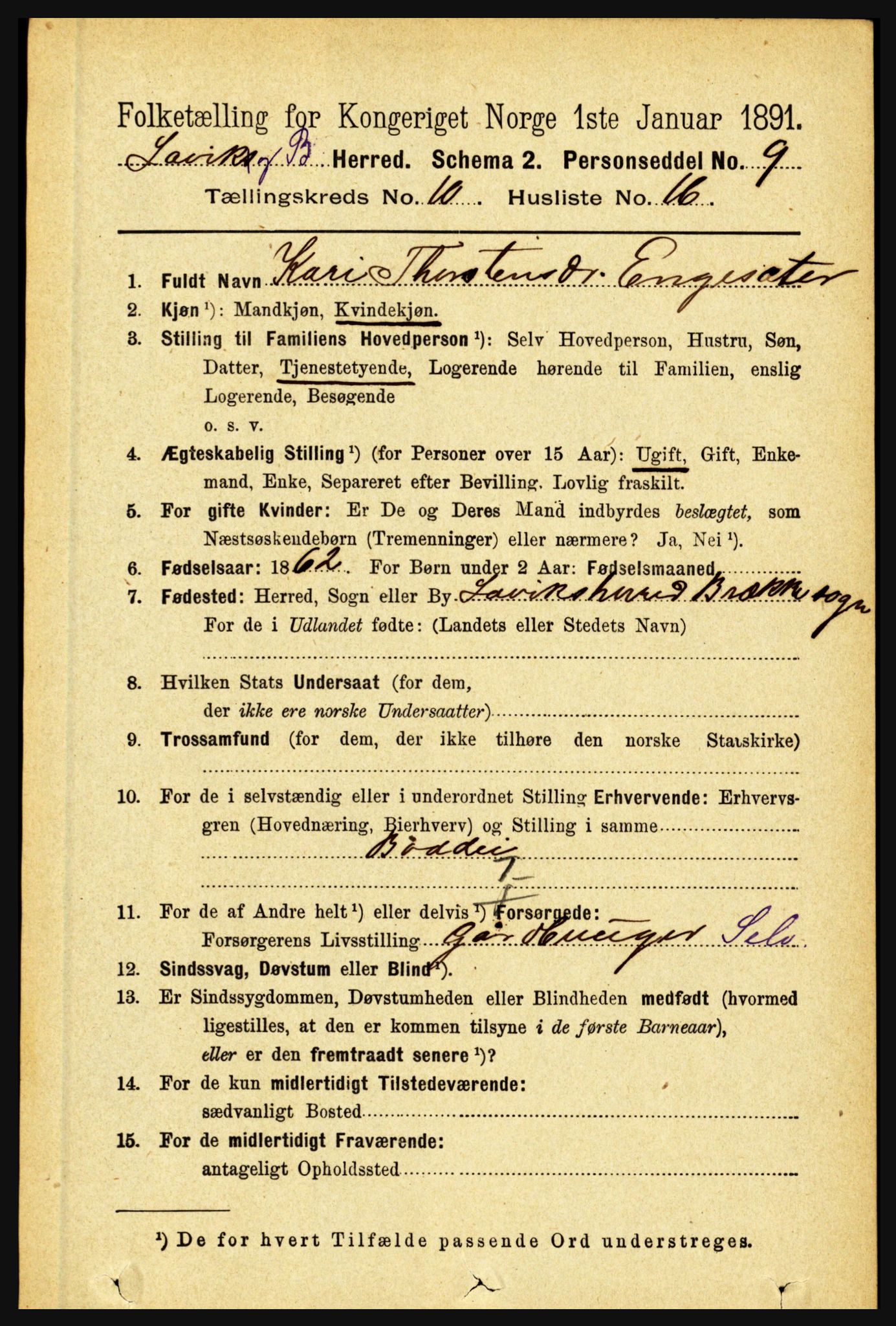 RA, 1891 census for 1415 Lavik og Brekke, 1891, p. 2097