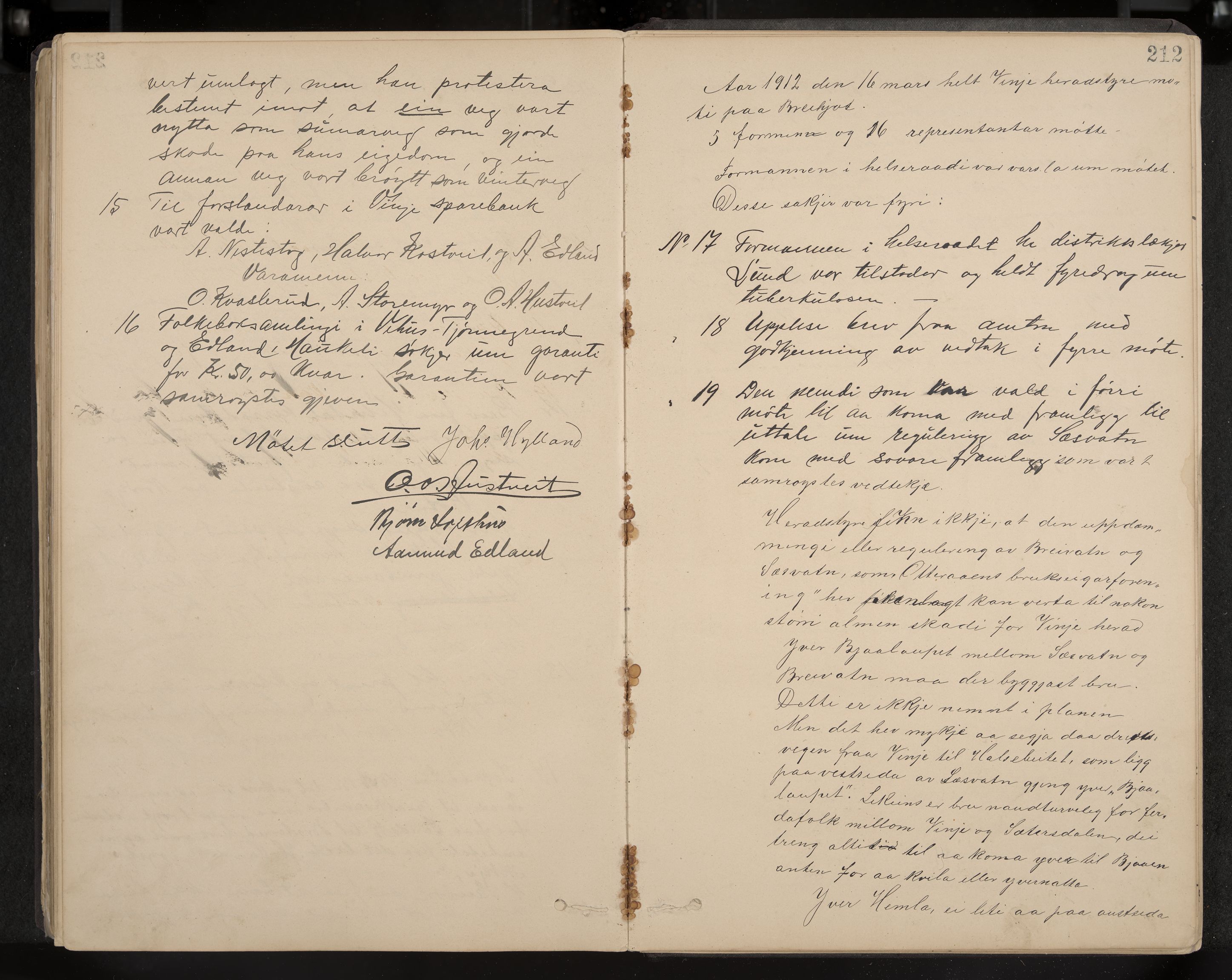 Vinje formannskap og sentraladministrasjon, IKAK/0834021-1/A/L0002: Møtebok, 1889-1913, p. 212